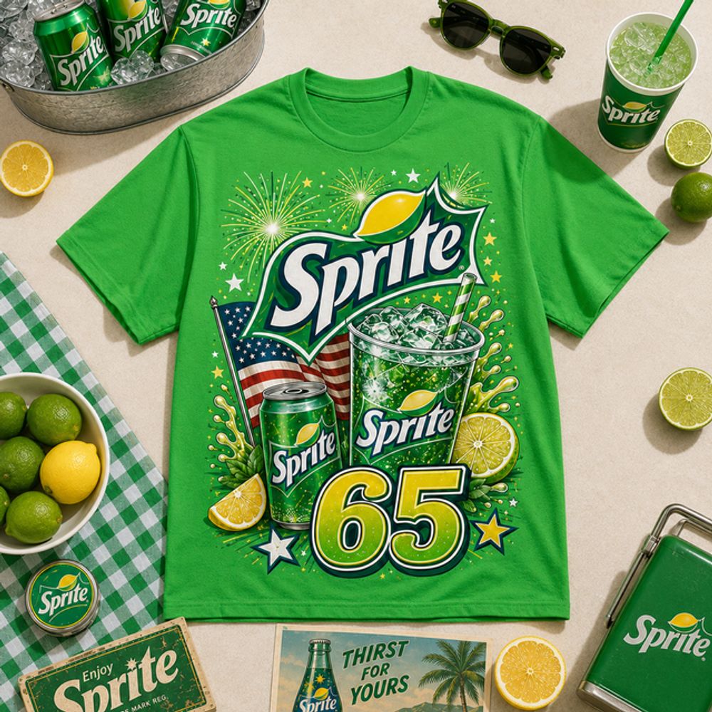 Sprite 65th Anniversary Vintage Car and Lemon Splash Shirt - Retro Soda Graphic Tee Gift Idea - Image 4