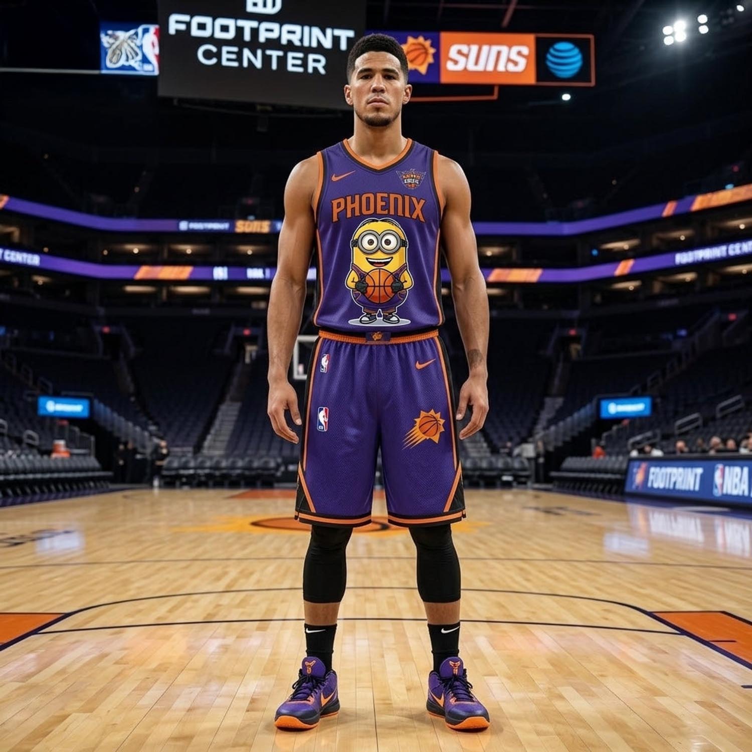 Phoenix Suns Minions Purple Orange Basketball Jersey and Shorts Set Fan Apparel 2 - Unicasport Phoenix Suns Minions Purple Orange Basketball Jersey and Shorts Set Fan Apparel
