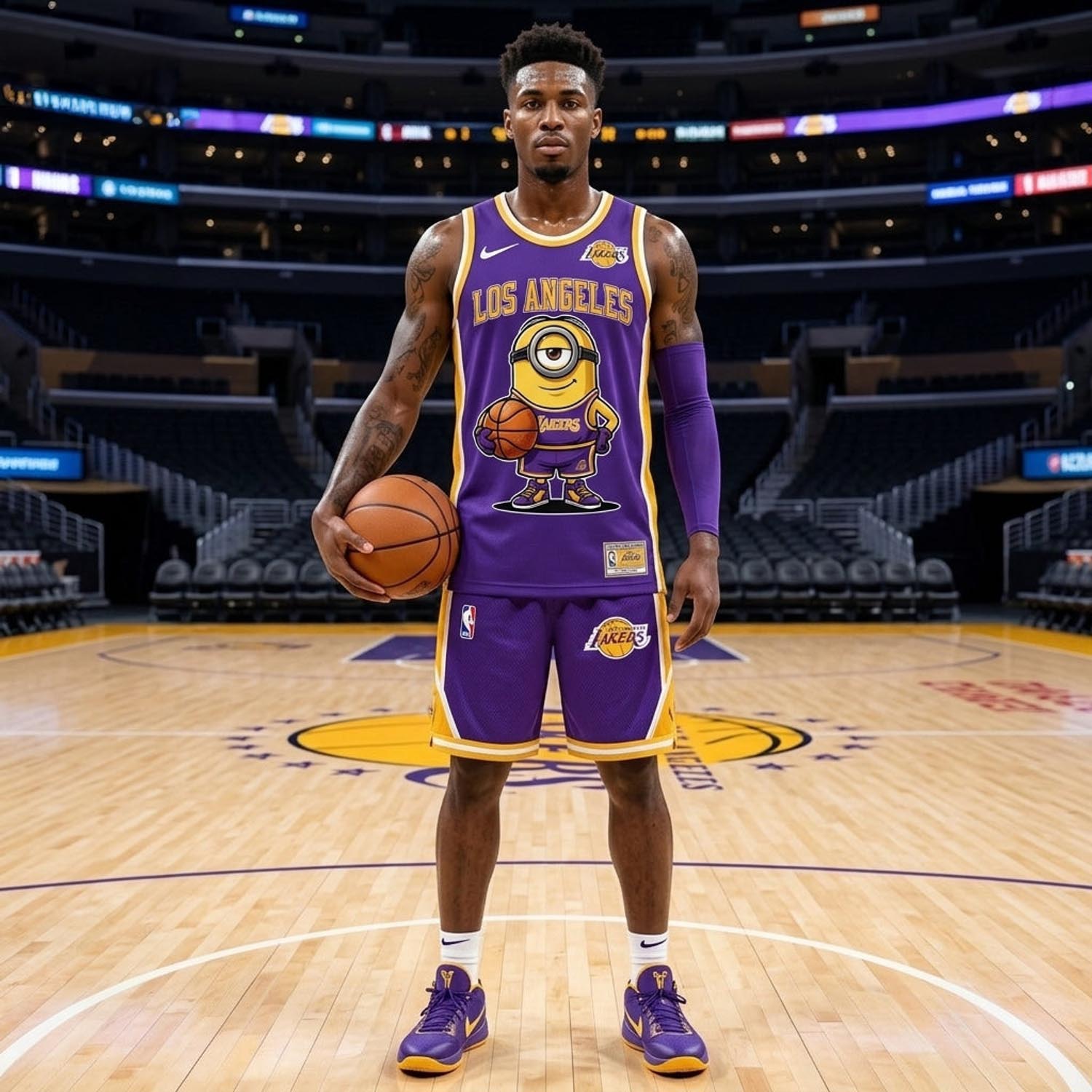 Los Angeles Lakers Minions Purple Gold Basketball Jersey and Shorts Set Fan Apparel 2 - Unicasport Los Angeles Lakers Minions Purple Gold Basketball Jersey and Shorts Set Fan Apparel