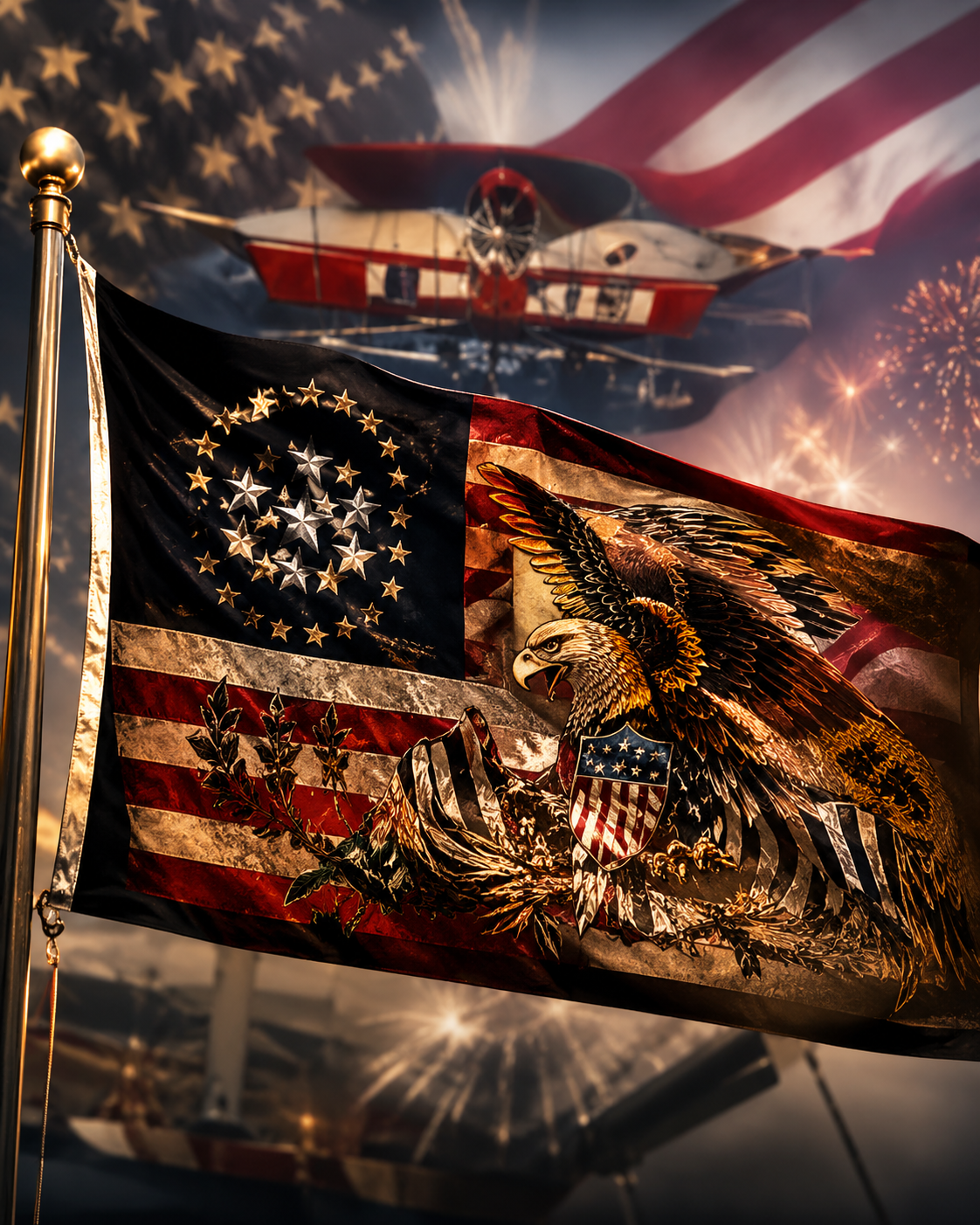 American flags collection banner