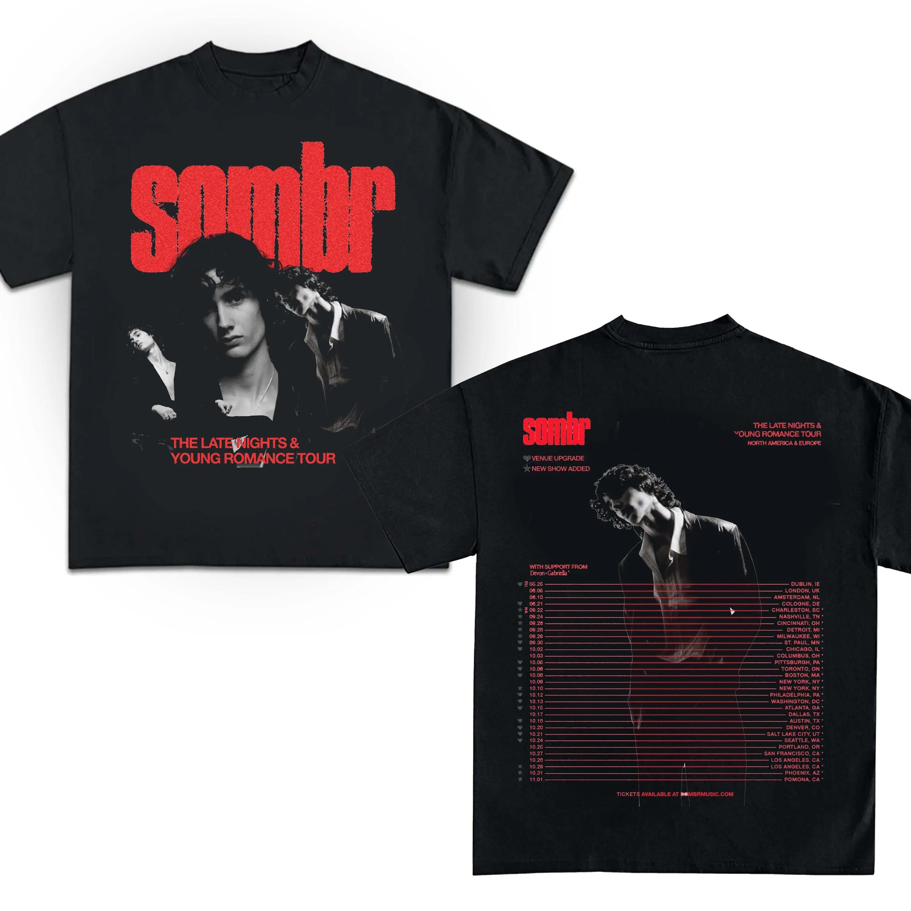 Sombr The Late Nights & Young Romance Tour North America and Europe tour tee Sombr shirt
