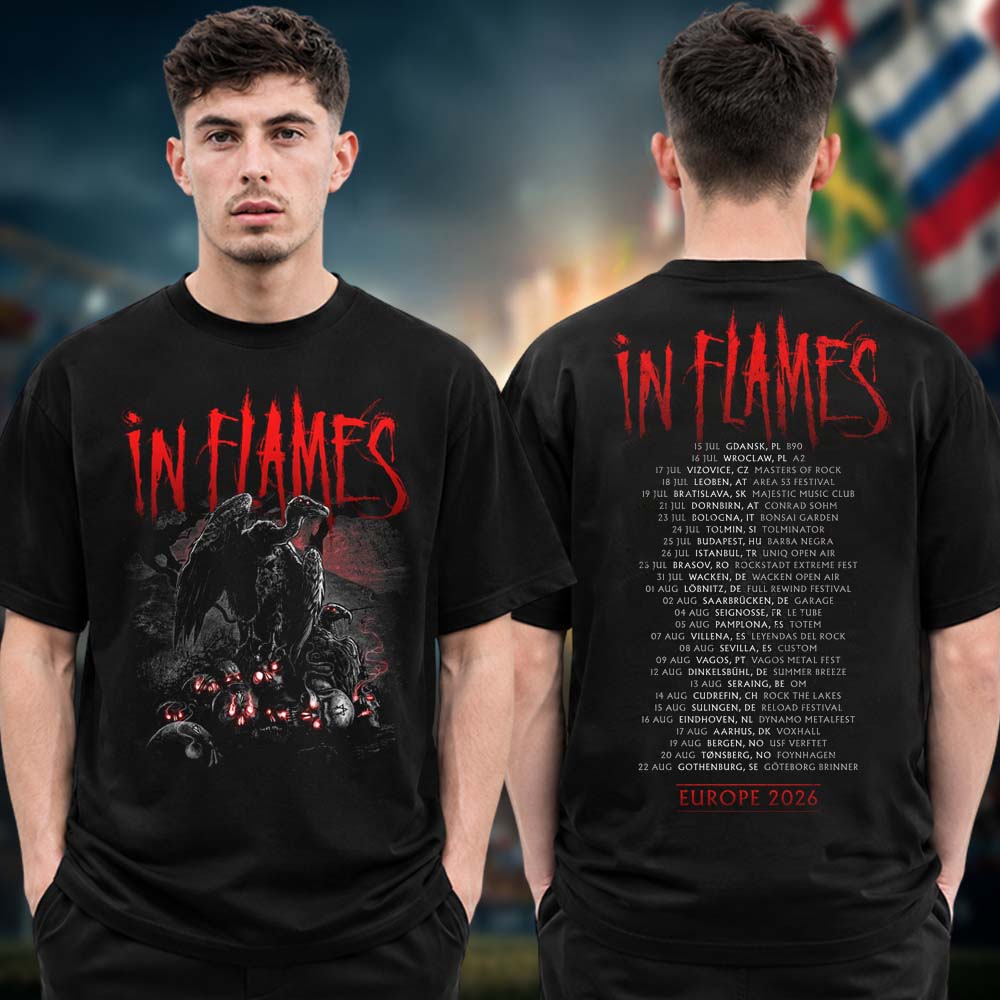 In Flames European Tour 2026 Two Sided Tour Dates Unisex T Shirt