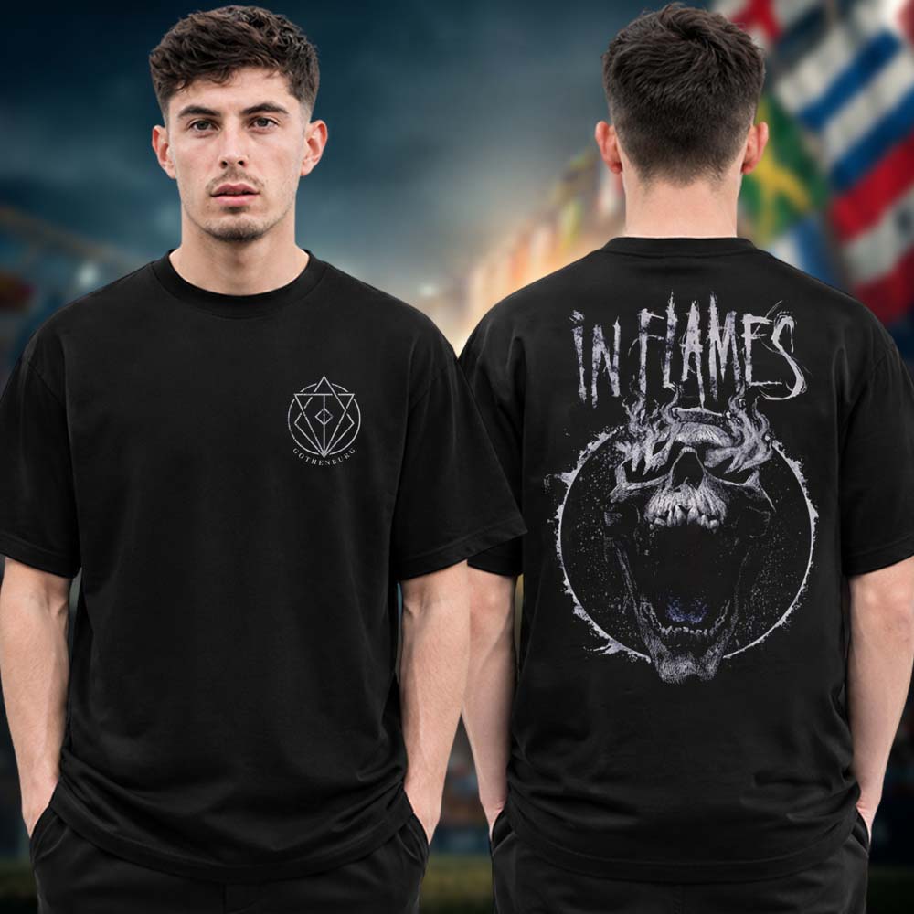 In Flames Gothenburg Special Edition T Shirt European Tour 2026 Screaming Skull Two Sided Unisex T Shirt
