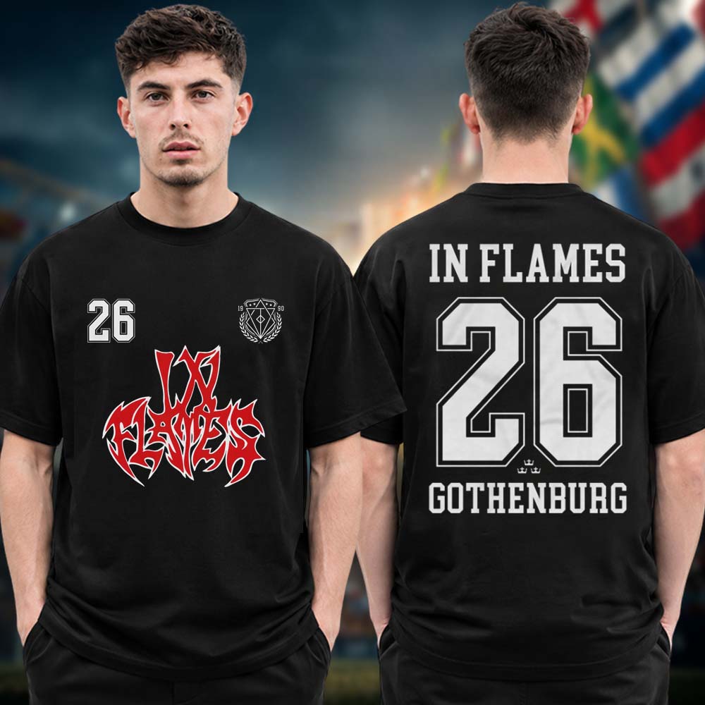 In Flames Gothenburg Soccer Special Edition T Shirt European Tour 2026 Two Sided Unisex T Shirt