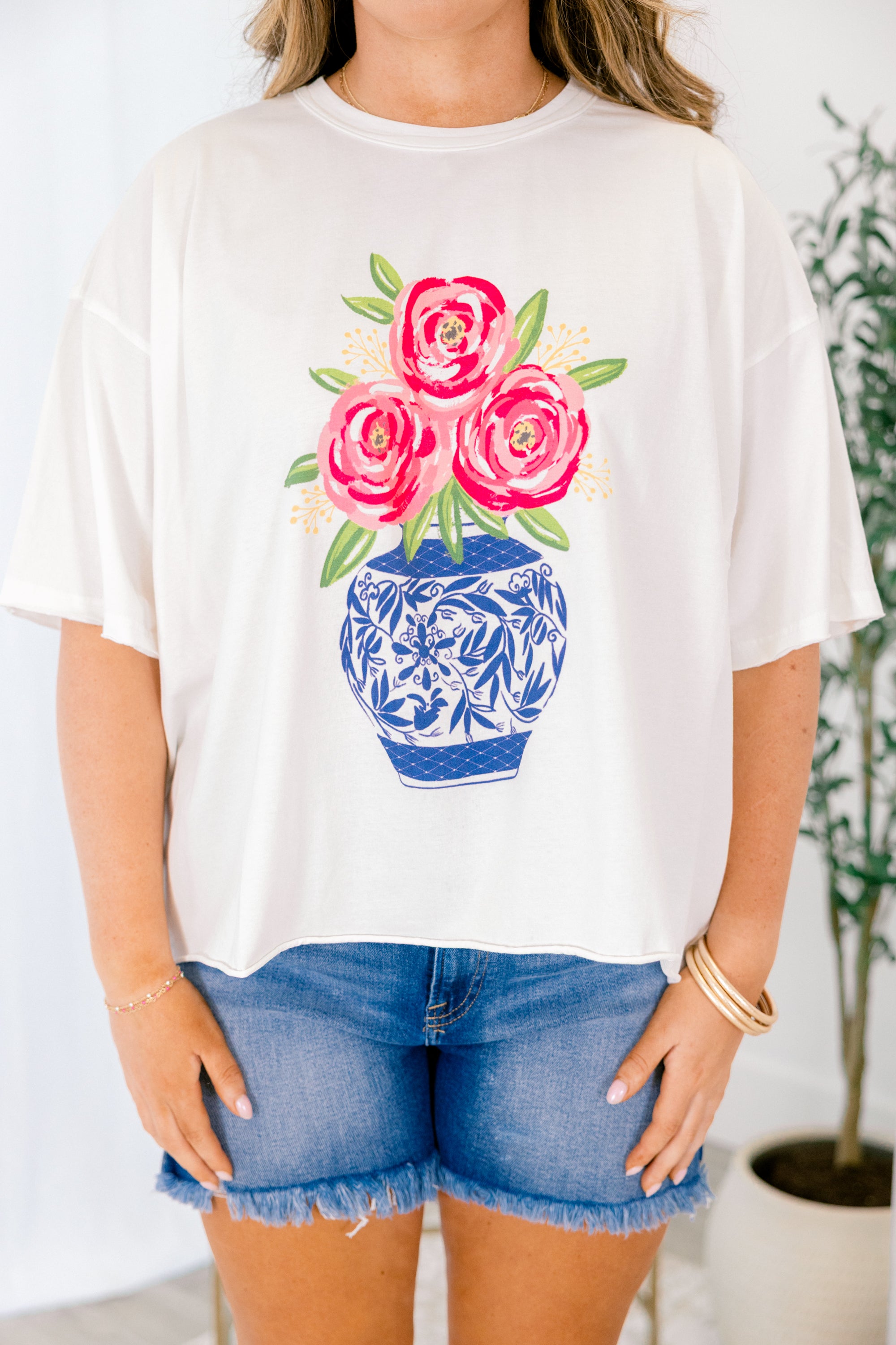In Full Bloom Vintage Wash Tee, White 4 In Full Bloom Vintage Wash Tee, White - Image 4