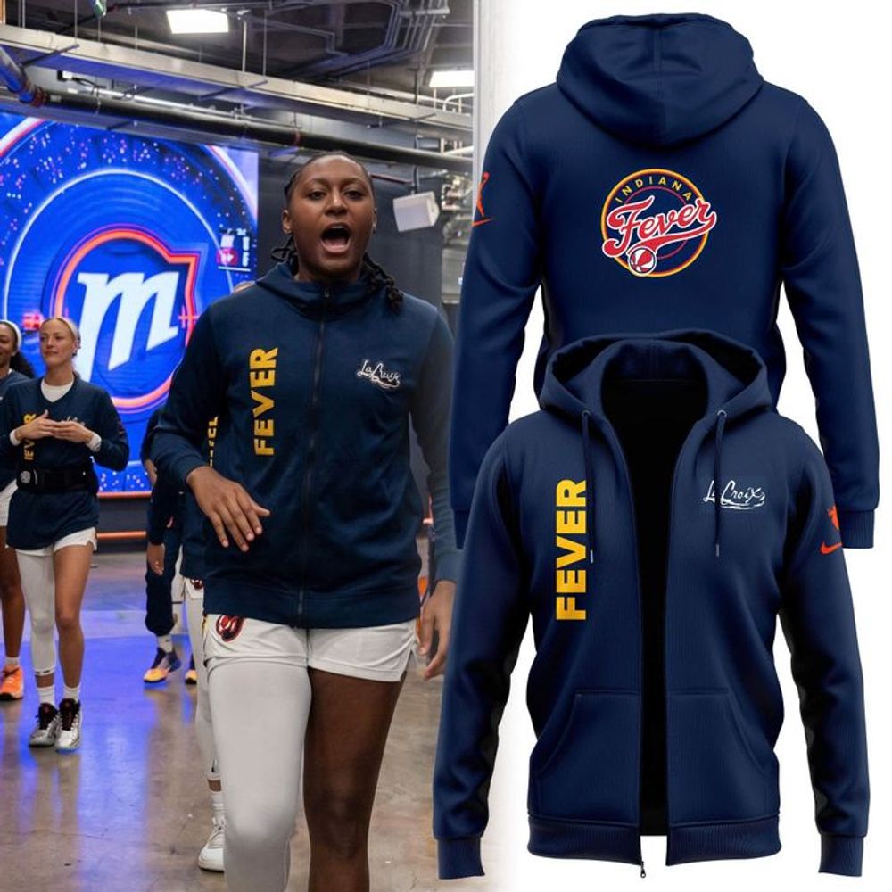 Indiana Fever Navy Blue Casual Graphic Sportswear Zip Hoodie