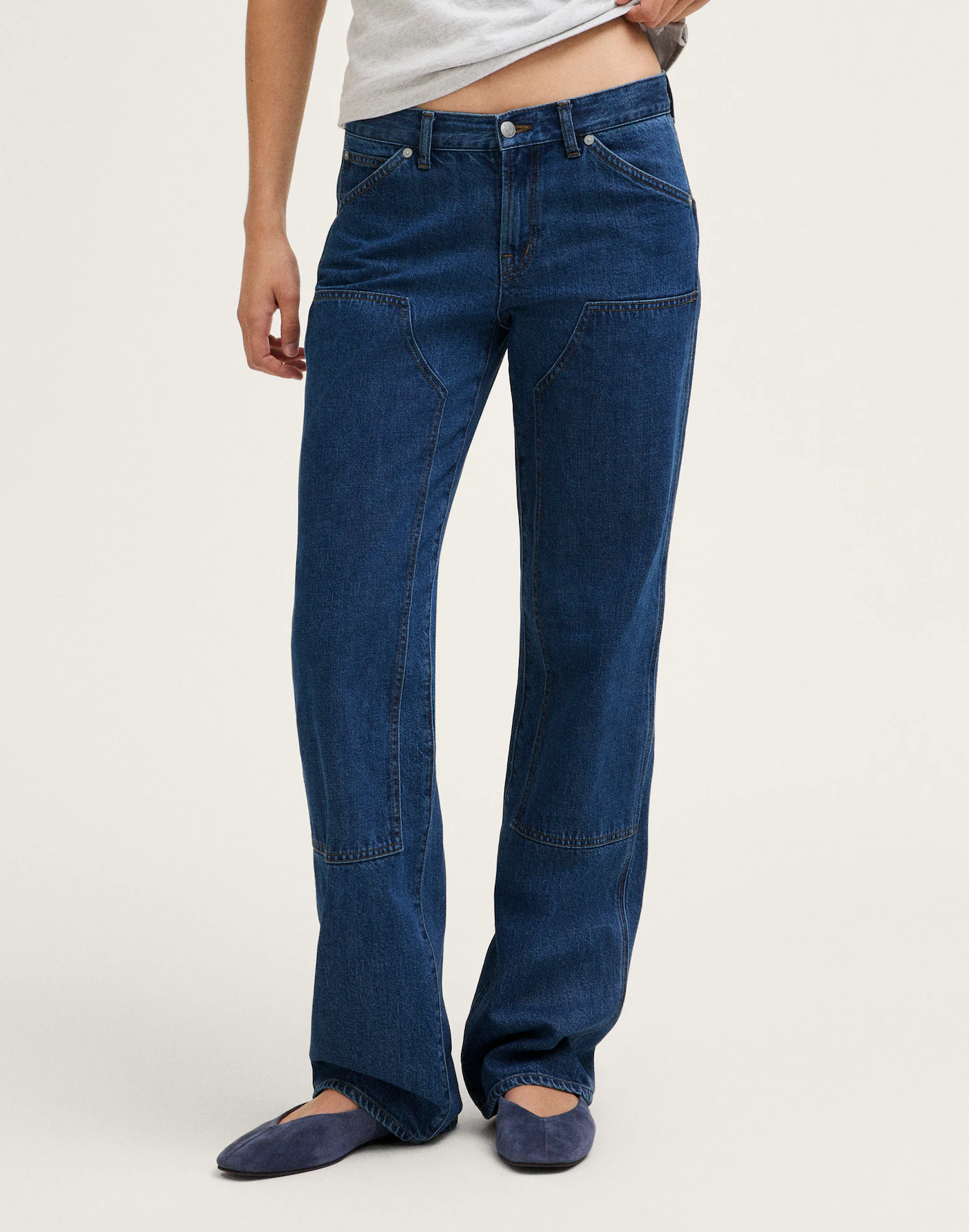 Indigo Blue Teeyoulove Zenvora High Rise Wide Leg Jeans with Curved Seam Details - side view