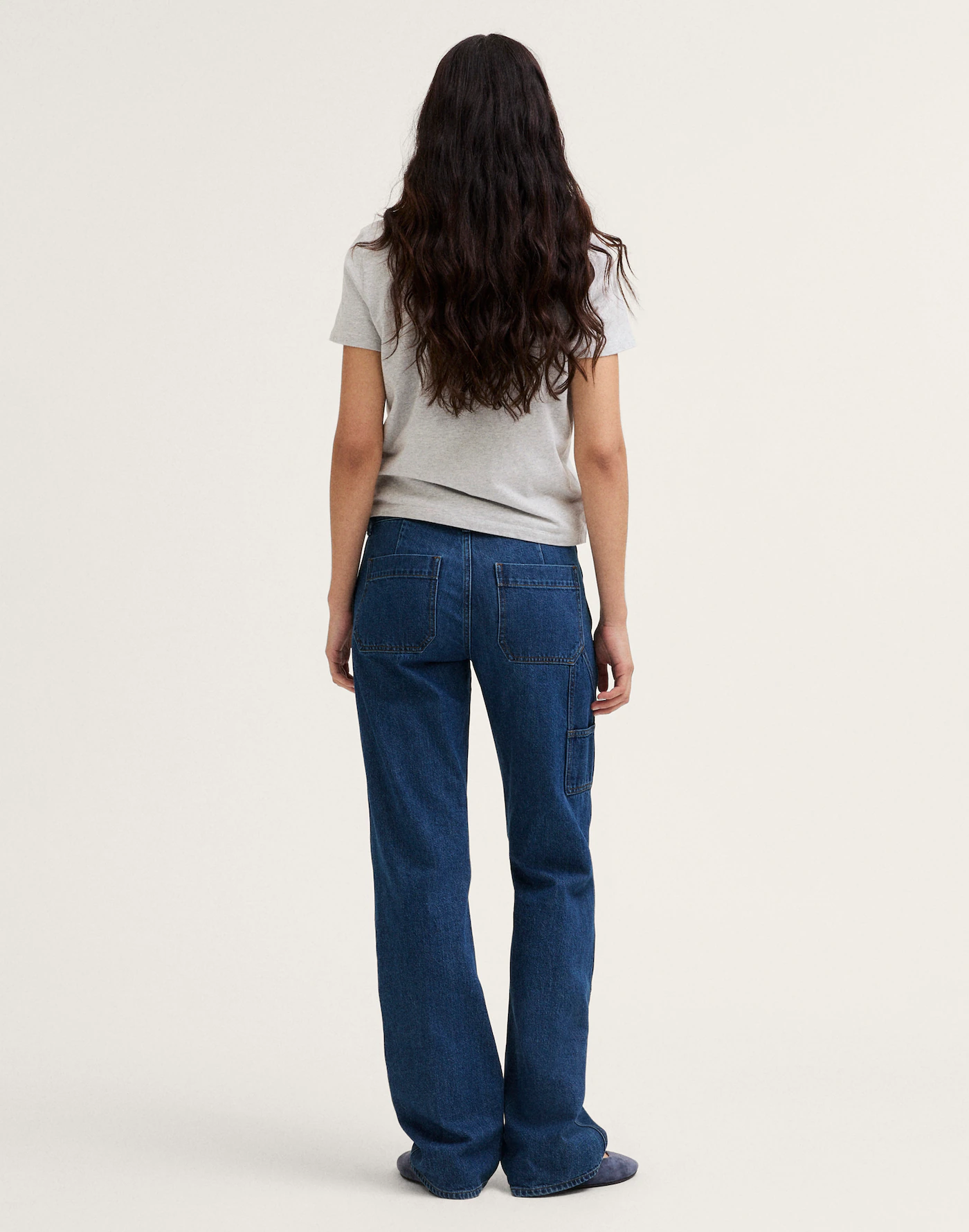 Indigo Blue Teeyoulove Zenvora High Rise Wide Leg Jeans with Curved Seam Details - back view