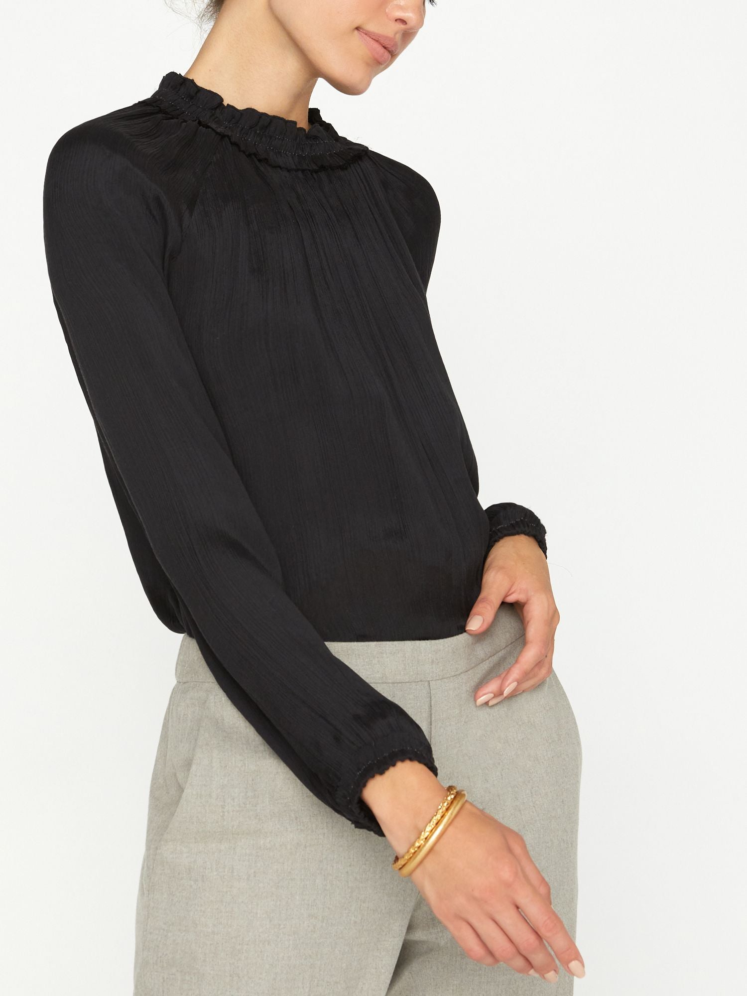 iPage Eli Shirred Sleeve Elegant Blouse for Women