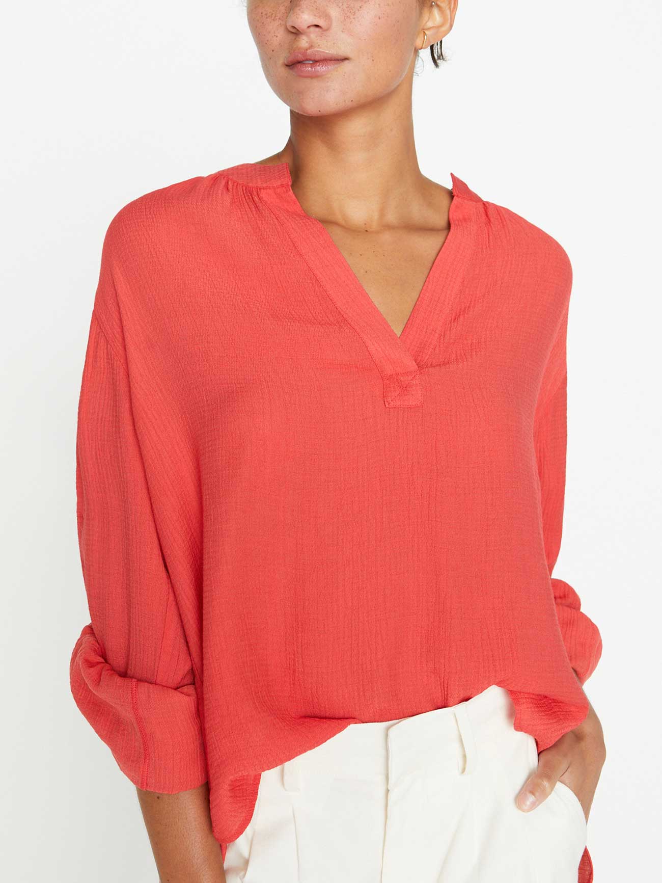 iPage Jaxon Shirred Casual Popover Blouse for Women