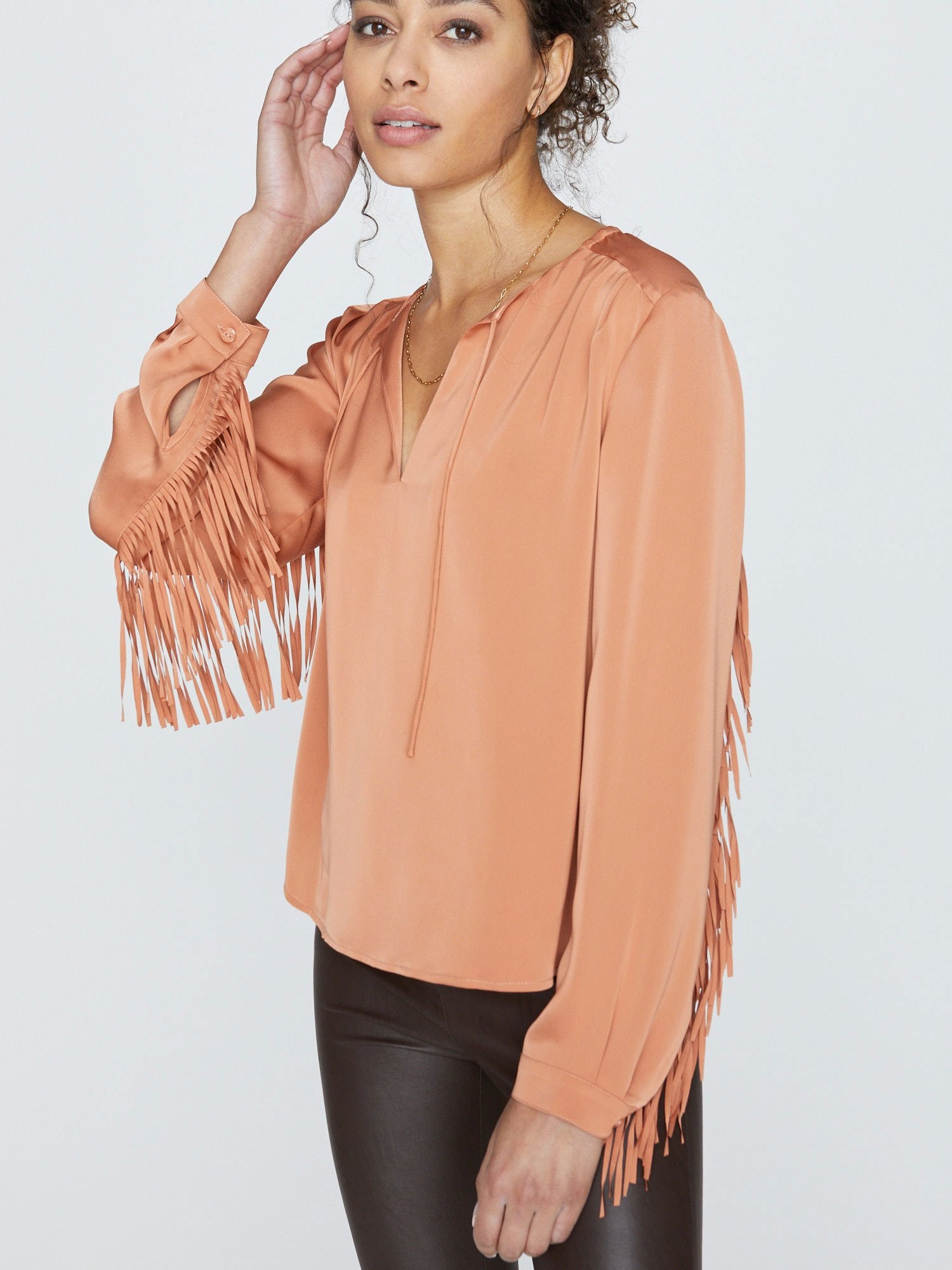 iPage Peyton Relaxed Satin Office Blouse for Women