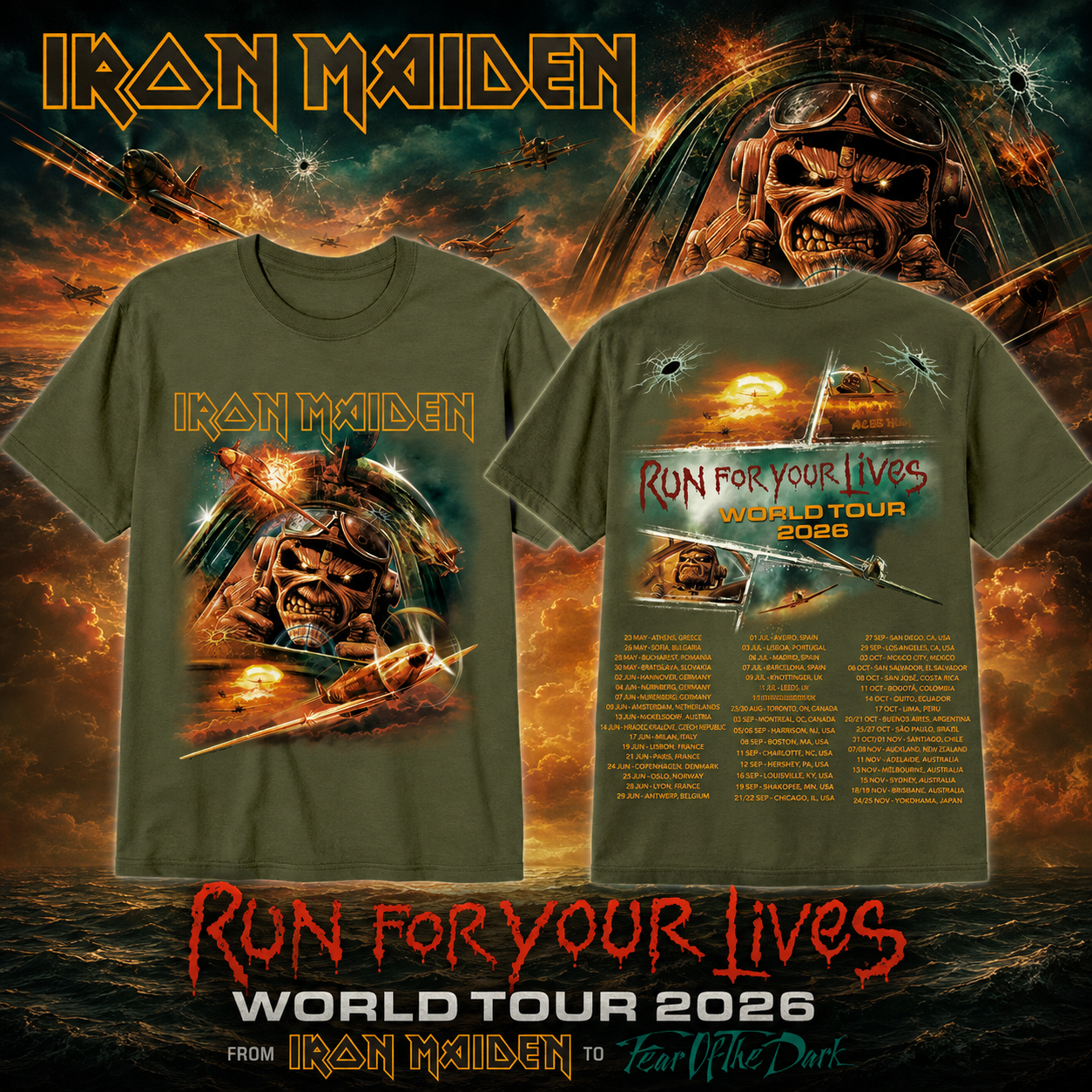 iron maiden aces high 2026 tour t shirt merch XZNeA - merchtourboutique