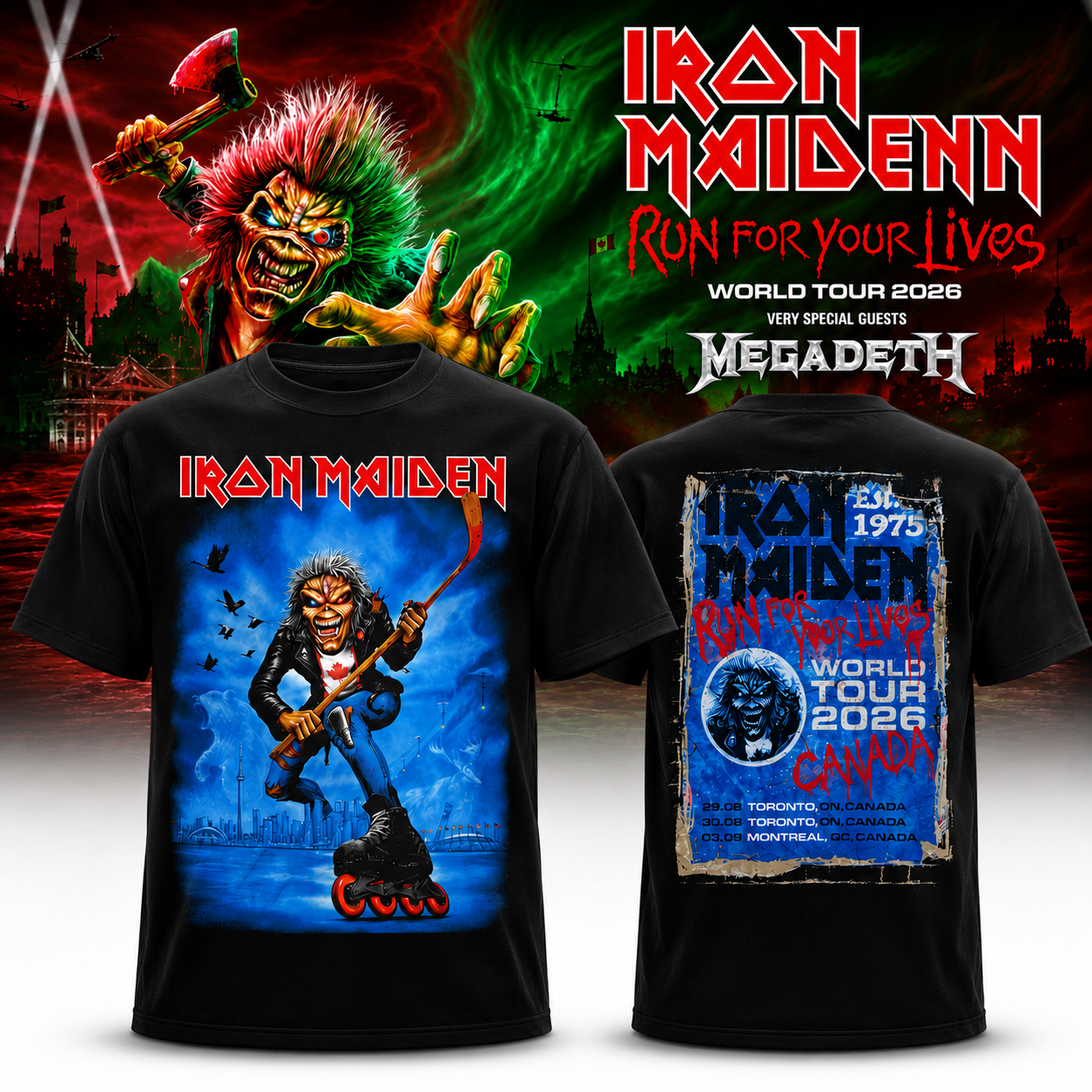 Iron Maiden August 29, 30 2026 Toronto, ON Scotiabank Arena T-Shirt