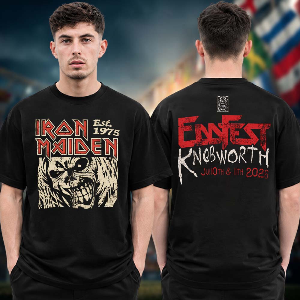 Iron Maiden Special Edition T Shirt EddFest 2026 At Knebworth Park On July 10 11 2026 Art Work Black Two Sided Unisex T Shirt