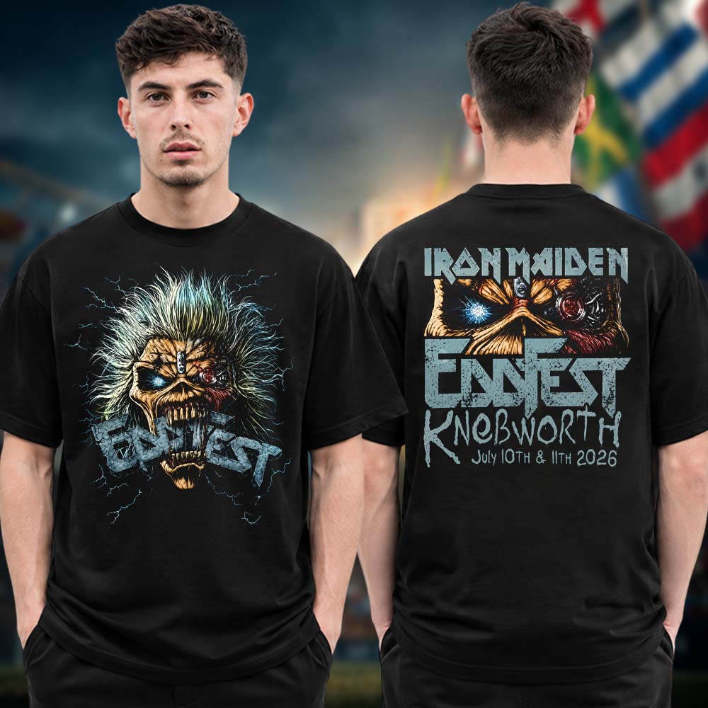 Iron Maiden Special Edition T Shirt EddFest 2026 At Knebworth Park On July 10 11 2026 Eddie Head Black Two Sided Unisex T Shirt