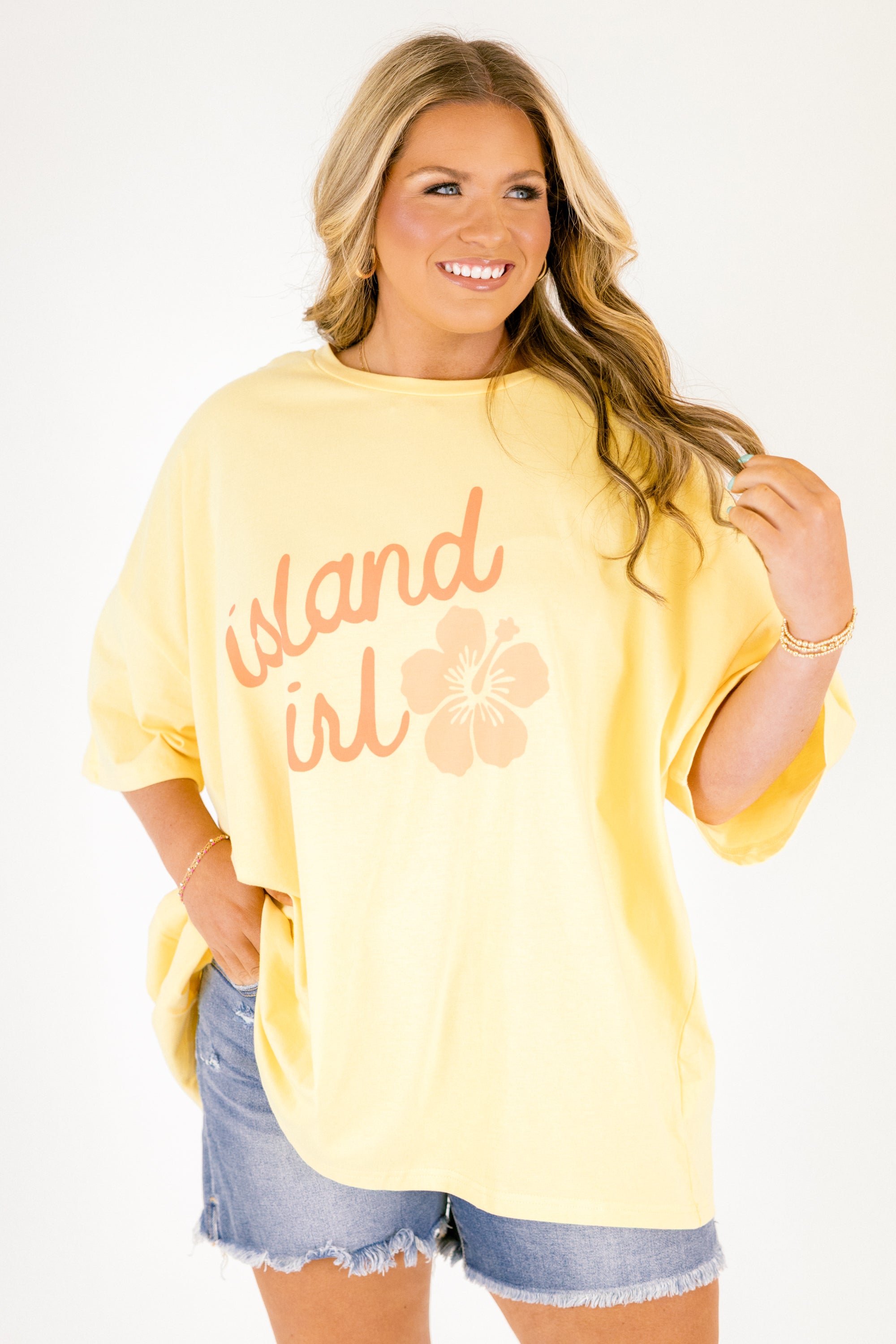 Island Girl Boyfriend Tee, Butter Yellow