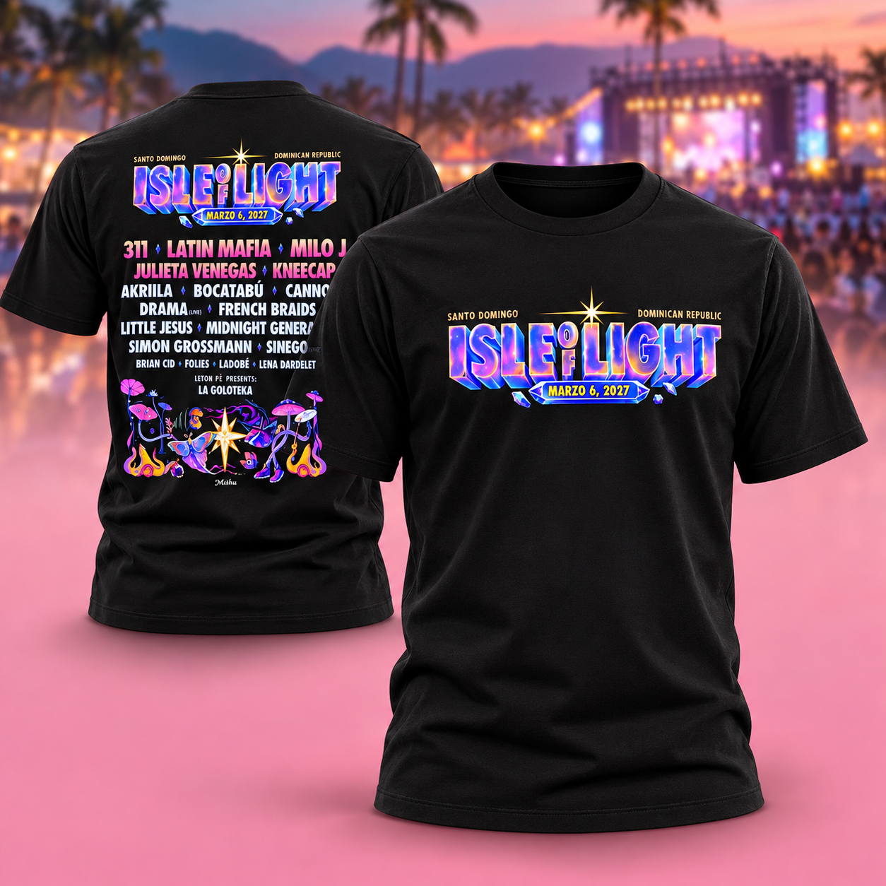 Isle Of Light Music Festival 2027 In Santo Domingo Dominican Republic On March 6 2027 Line Up Two Sided Unisex TShirt