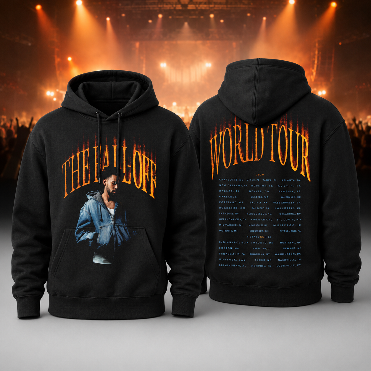 J Cole The Fall Off Black Face Print Hoodie