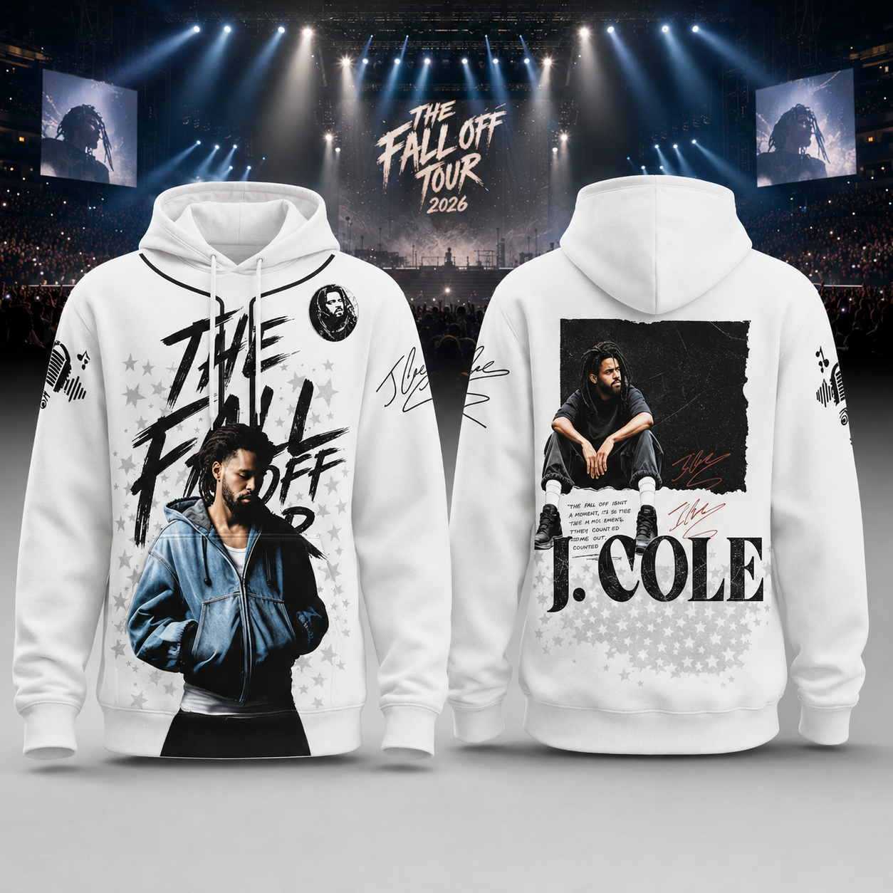 J Cole The Fall Off White Graphic Concert Hoodie