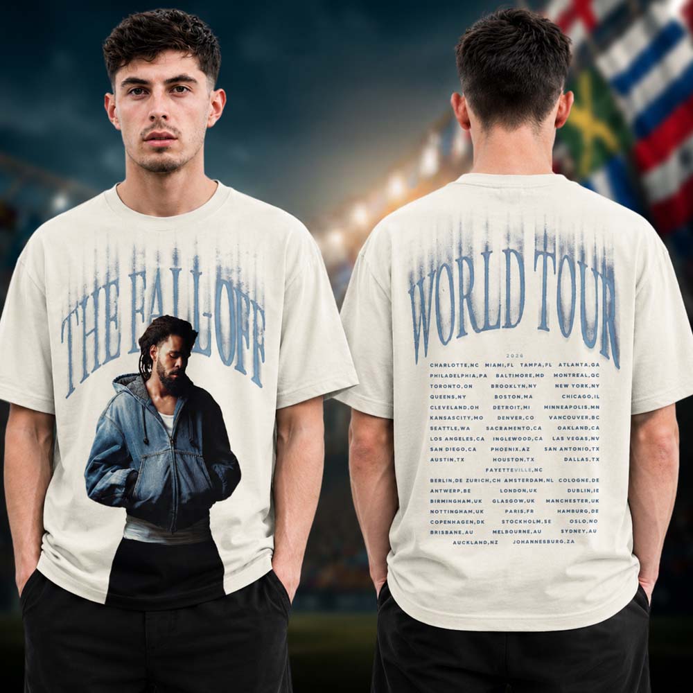 J Cole The Fall Off World Tour 2026 White Face Two Sided Tour Dates Unisex T Shirt