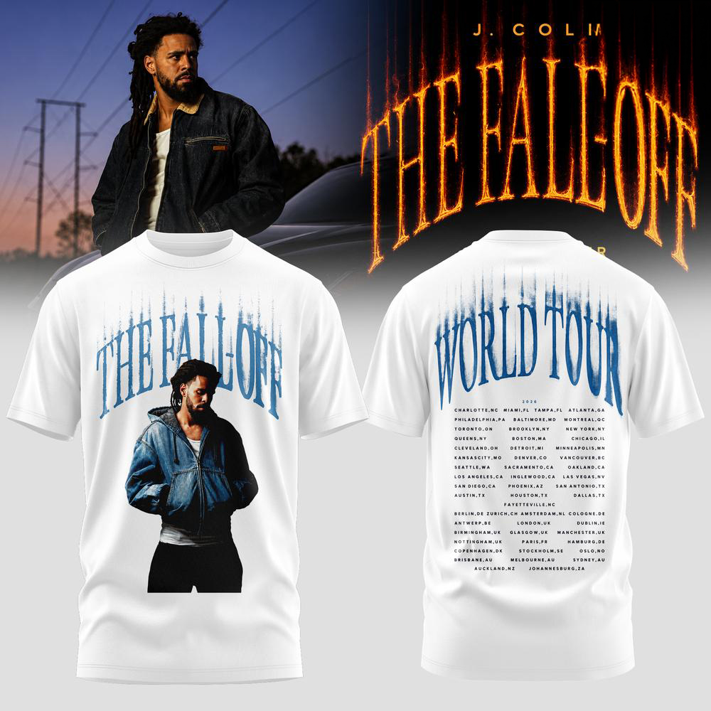 J Cole White The Fall Off World Tour T Shirt