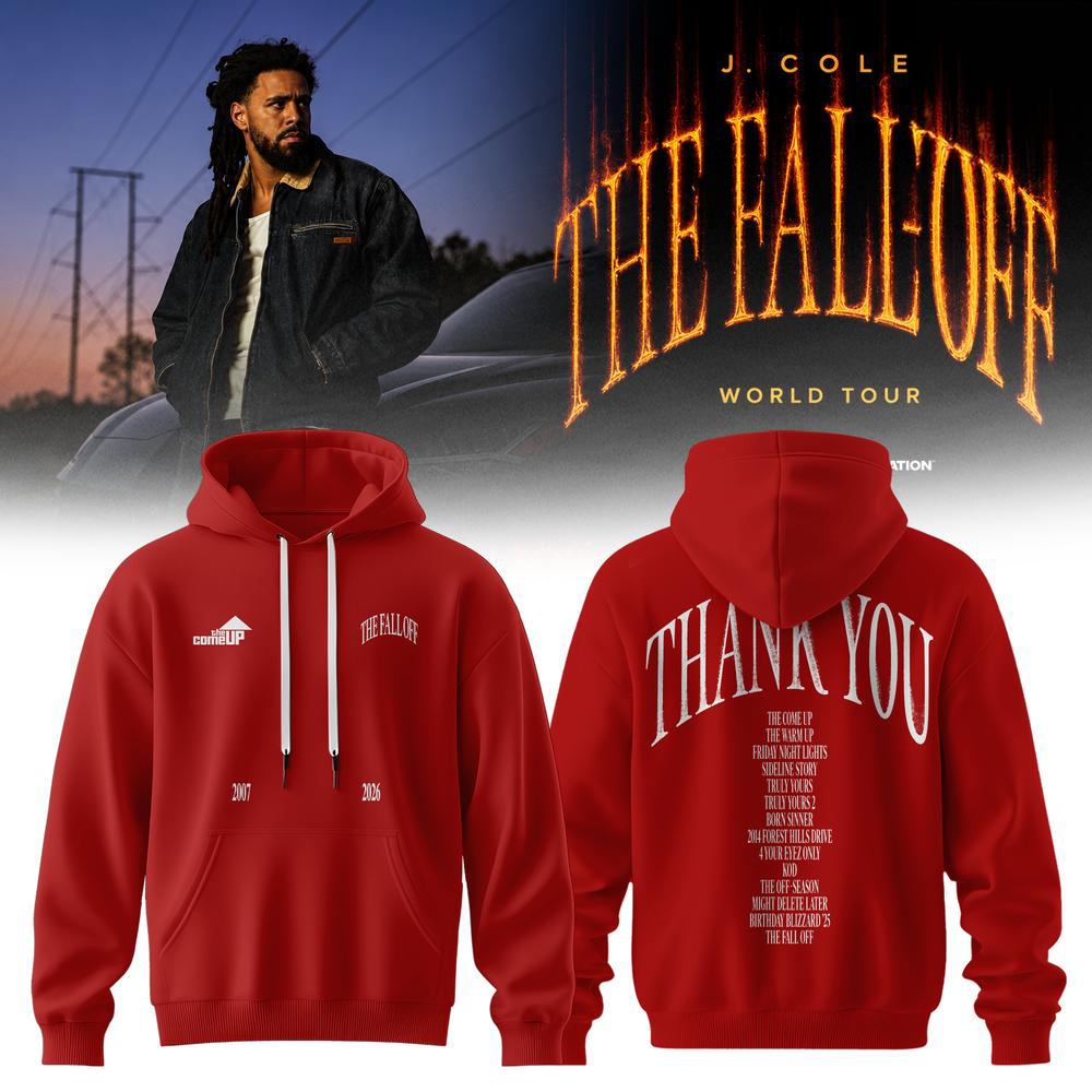 J Cole World Tour Red Graphic Hoodie 2026
