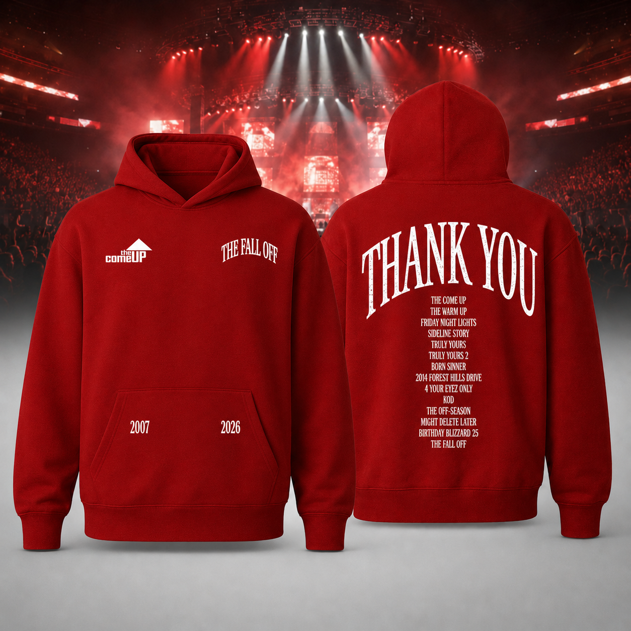 J Cole World Tour Red Thank You Graphic Hoodie