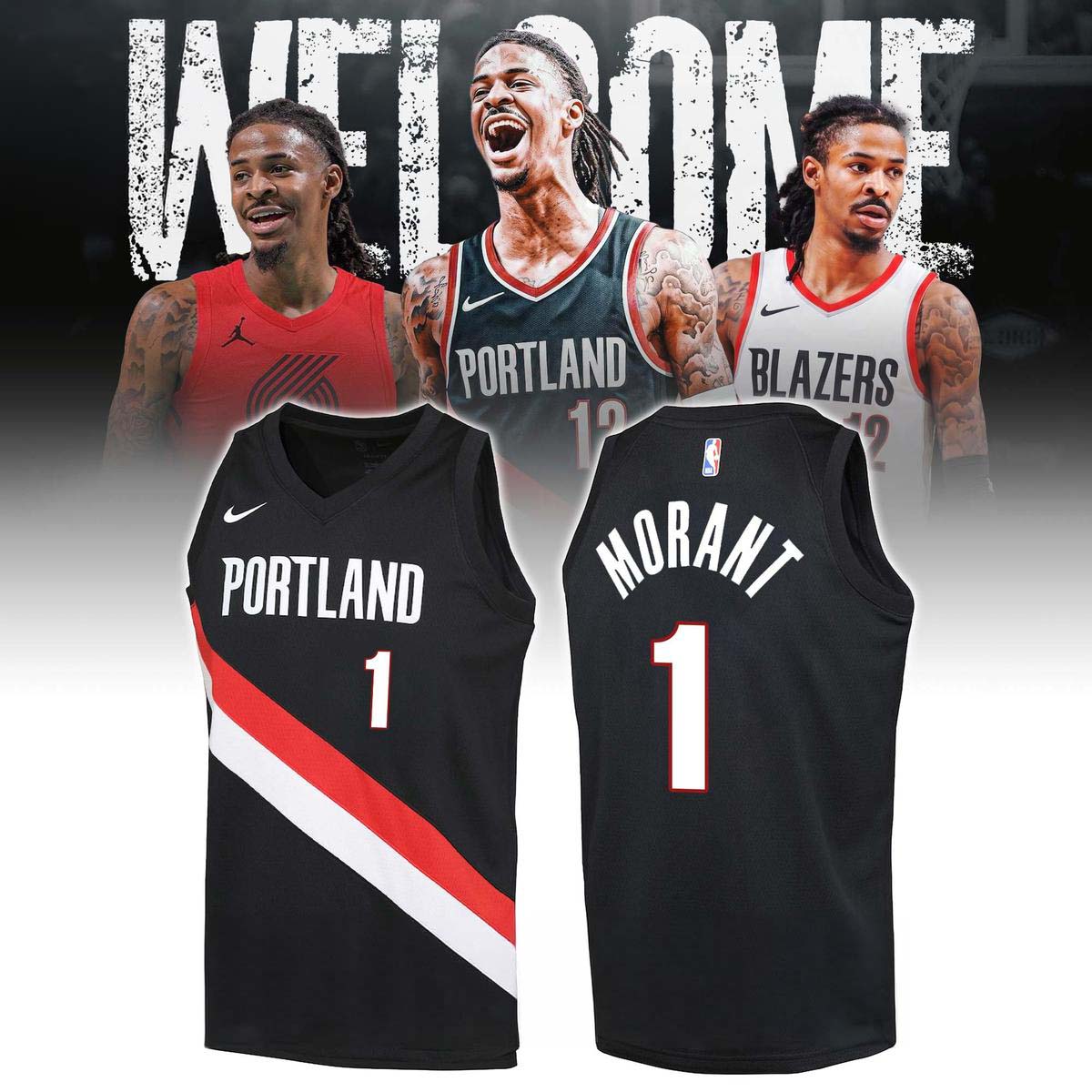 Nike Portland Trail Blazers Ja Morant 1 Icon Edition Black Basketball Jersey - Best Gift for Fans