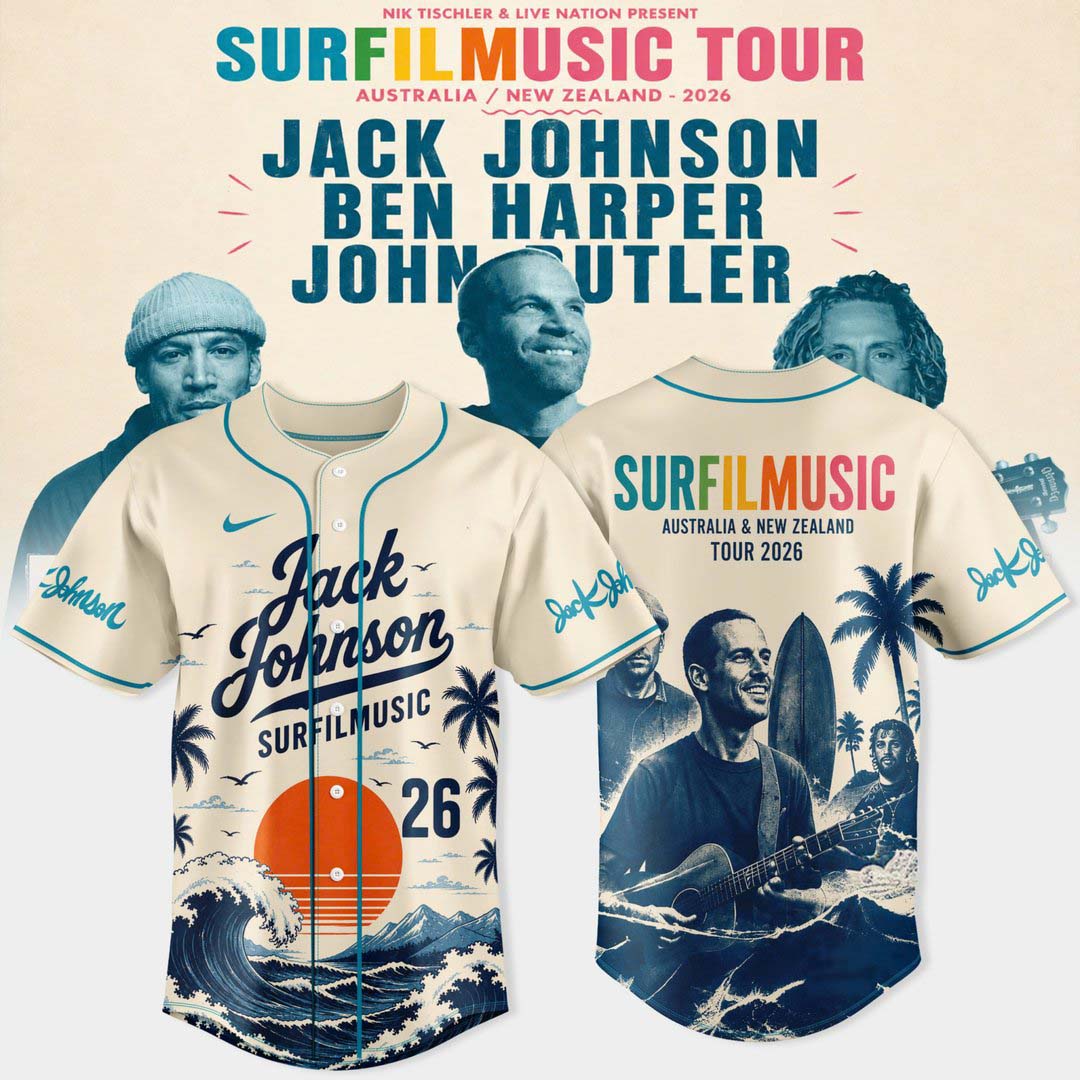 Jack Johnson Surfilmusic Australia New Zealand Tour Graphic Baseball Jersey 1 - Unicasport Jack Johnson Surfilmusic Australia New Zealand Tour Graphic Baseball Jersey