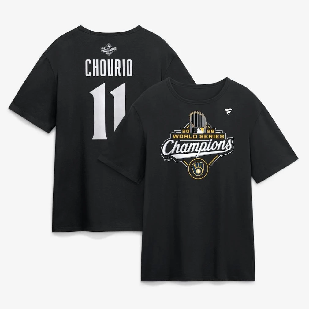 Jackson Chourio Milwaukee Brewers 2026 World Series Champions Name Number 11 Two Sided Shirt