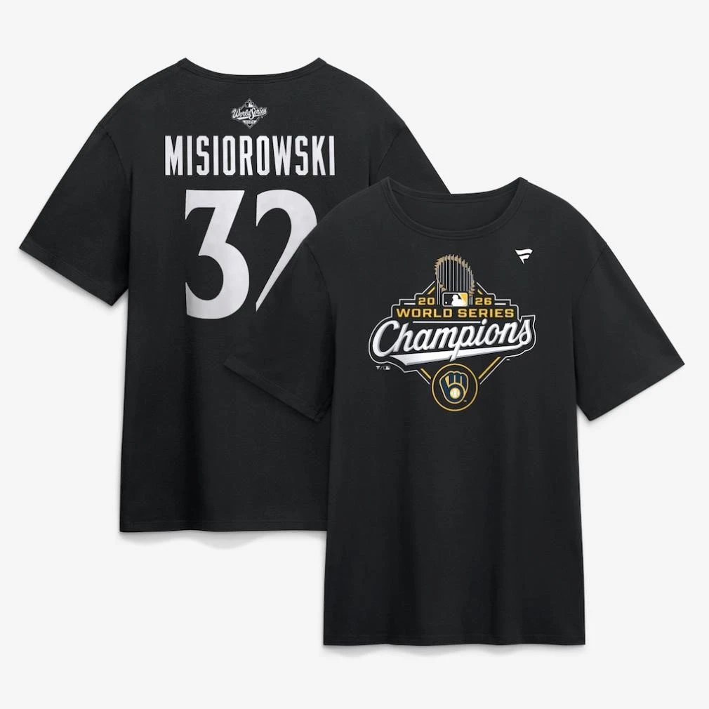 Jacob Misiorowski Milwaukee Brewers 2026 World Series Champions Name Number 32 Two Sided Shirt