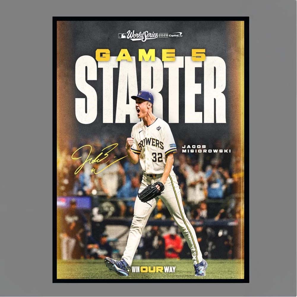 Jacob Misiorowski Milwaukee Brewers 2026 World Series Game 5 Starting Pitcher Poster