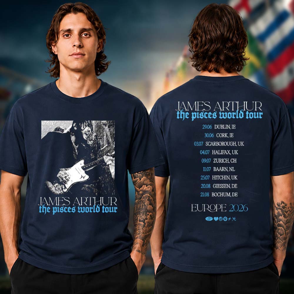 James Arthur The Pisces World Tour 2026 Photo Itin Navy Two Sided Unisex T Shirt