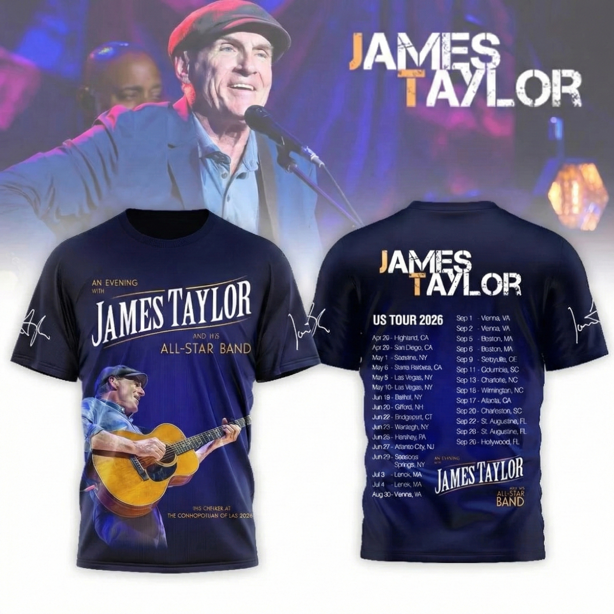 James Taylor US Tour 2026 TShirt James Taylor Tour Merch Best Gift For Folk Music Fans Hot Item 2026 
