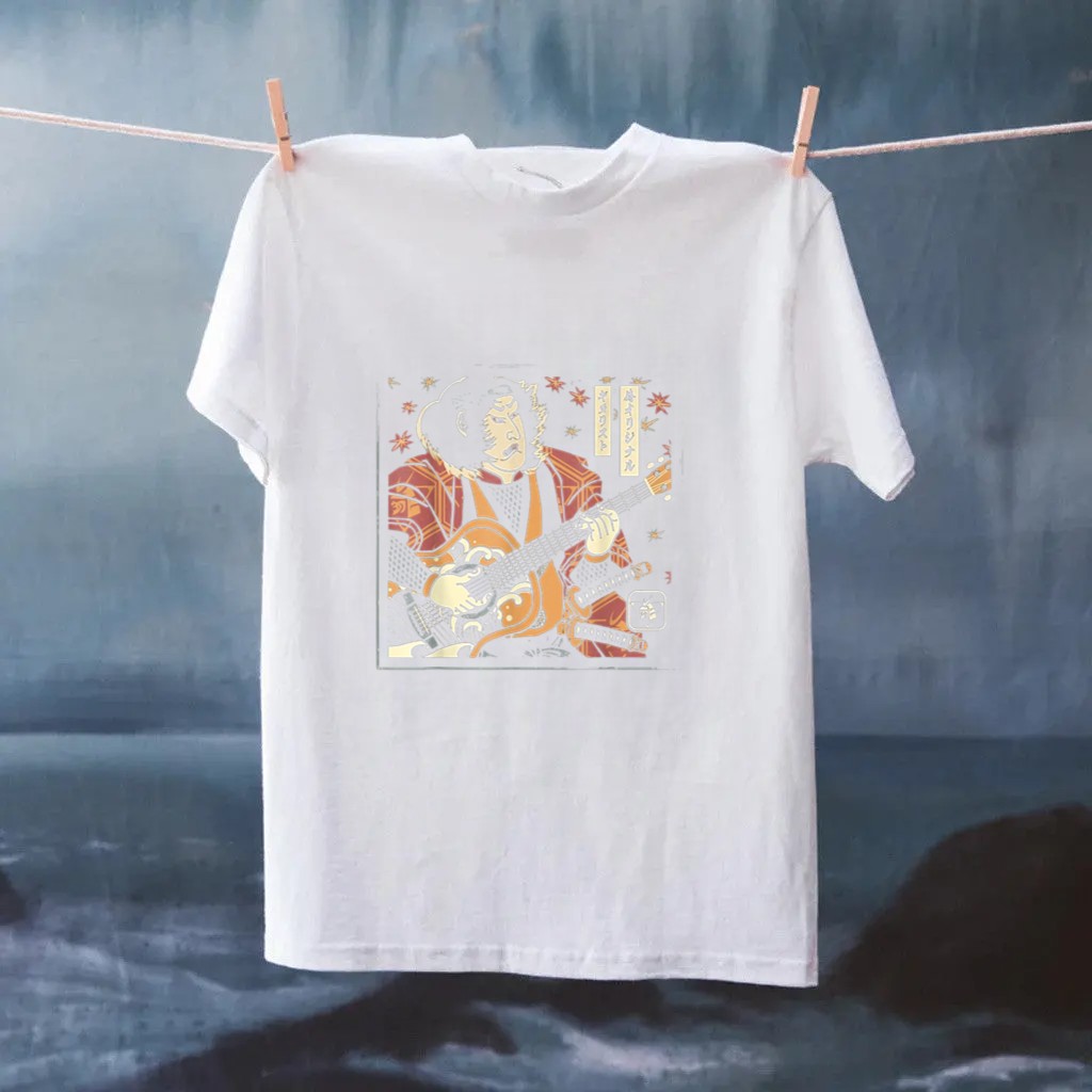 Japanese Culture Samurai Playing Guitar Funny Vintage Shirt