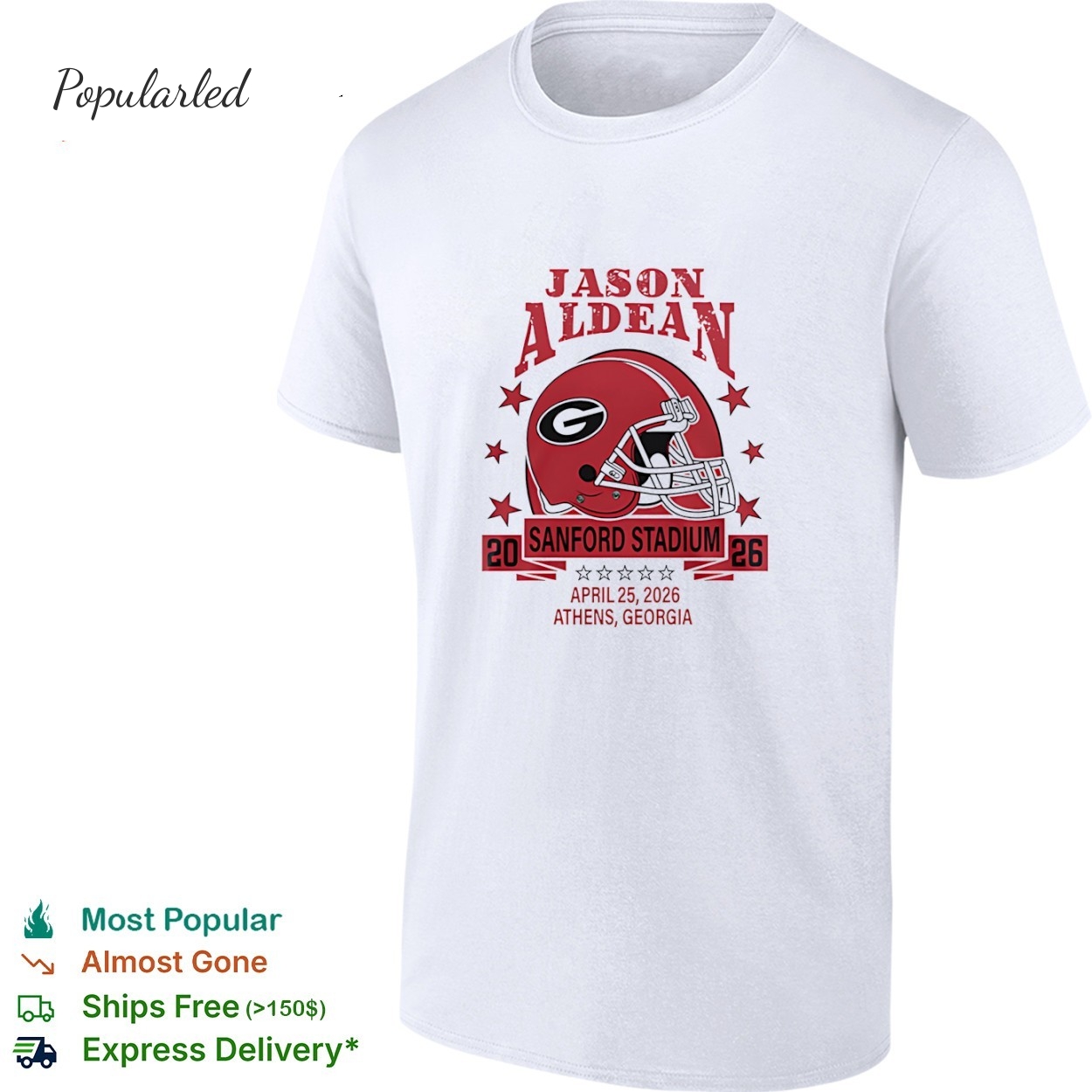 Jason Aldean Georgia Bulldogs Sanford Stadium 2026 helmet shirt