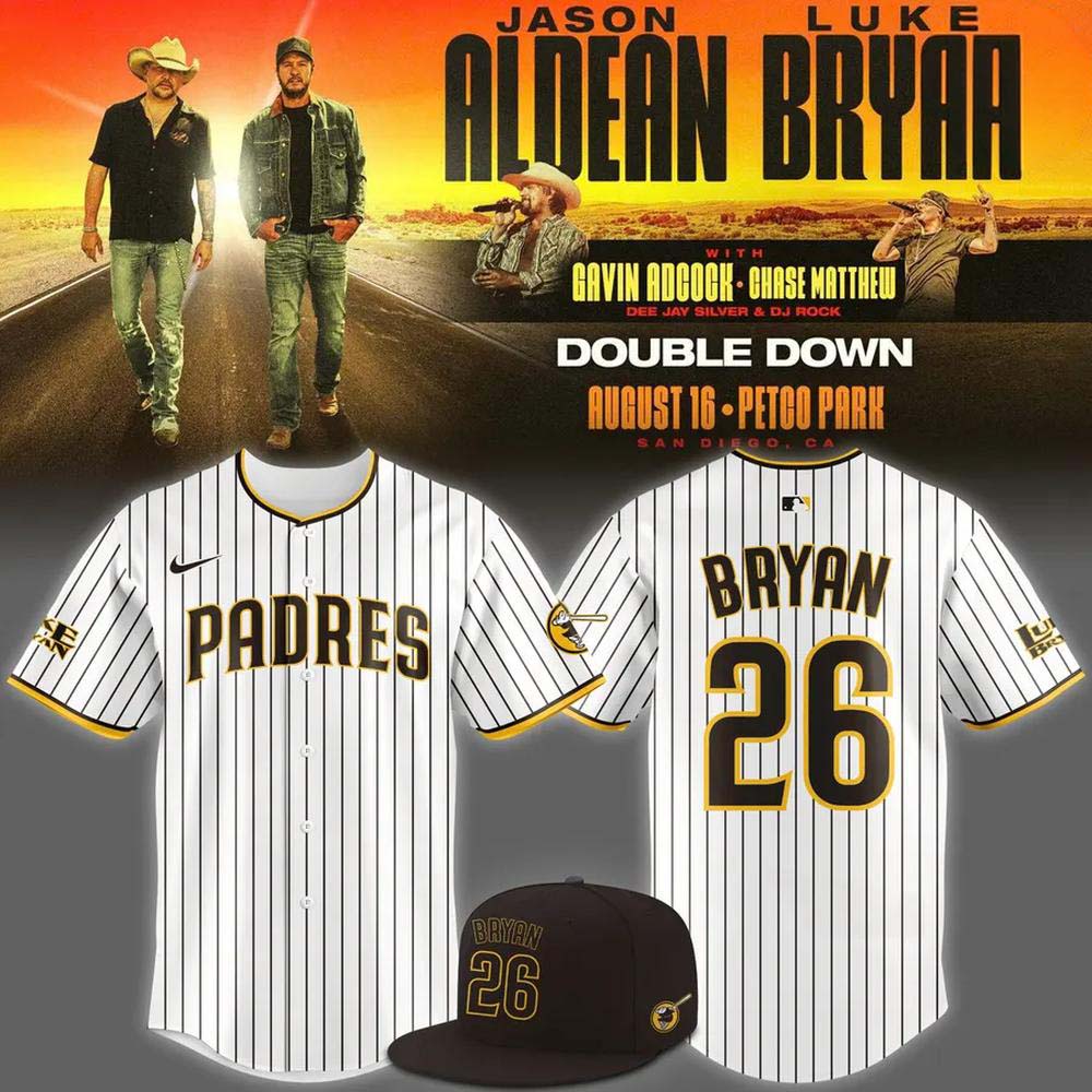 Luke Bryan Padres 26 Double Down 2026 White Baseball Jersey Music Fan Collection 1 - Unicasport Luke Bryan Padres 26 Double Down 2026 White Baseball Jersey Music Fan Collection