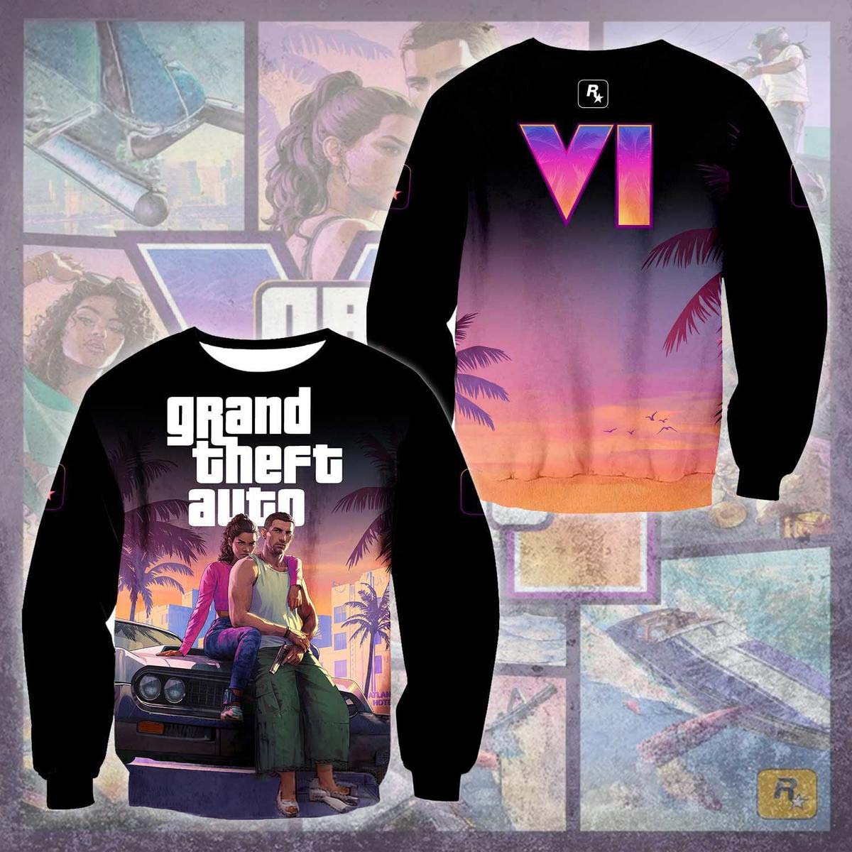 Grand Theft Auto VI Vice City Jason and Lucia Sweatshirt - Best Gift for Fans