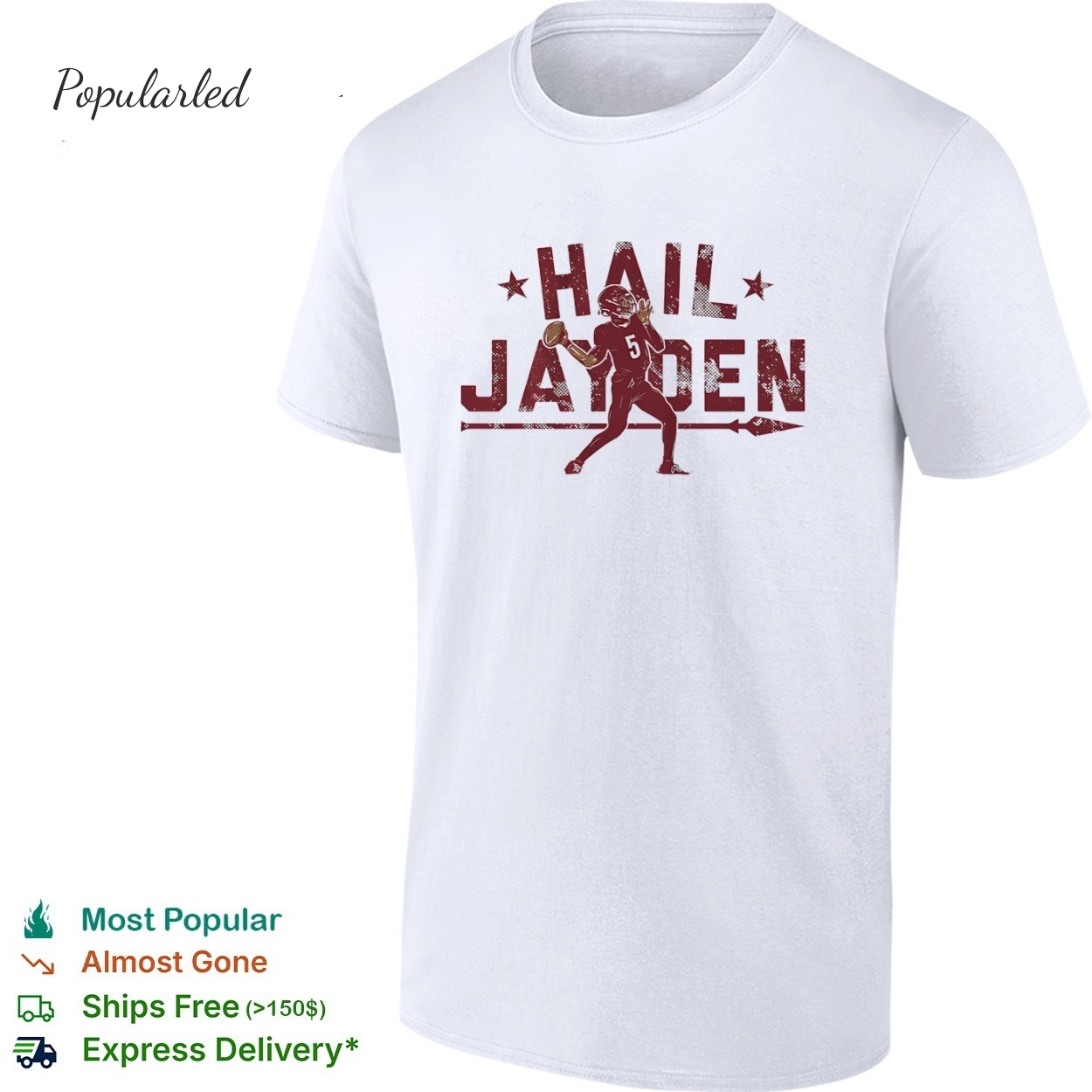 Jayden Daniels Hail Jayden Washington Commanders football red spearhead 2026 shirt