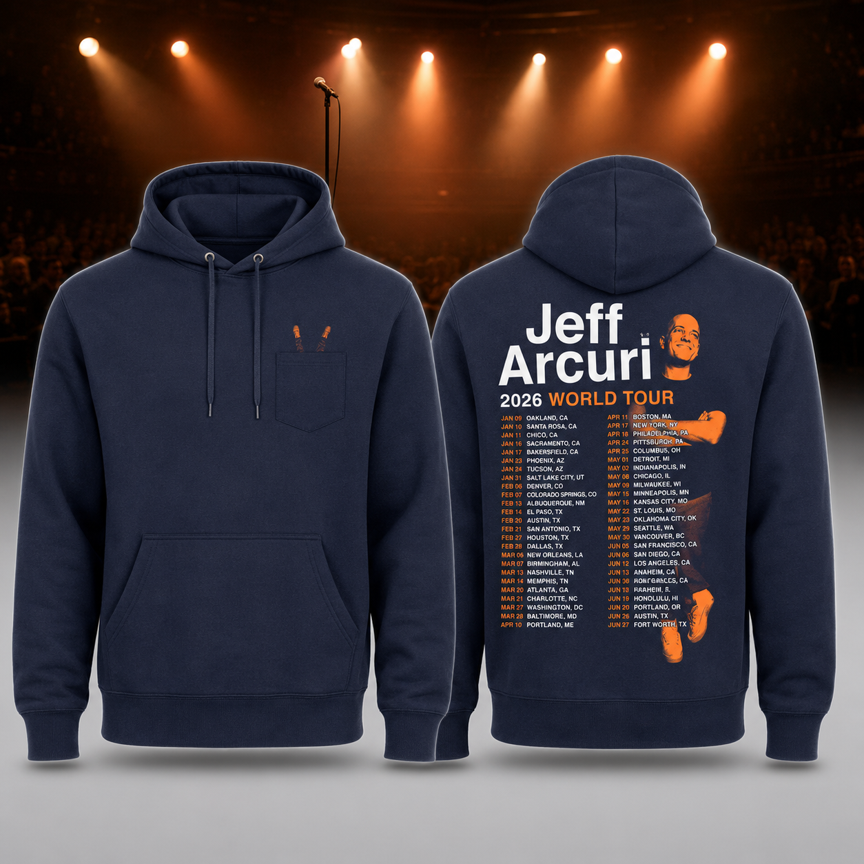 Jeff Arcuri 2026 World Tour Navy Hoodie