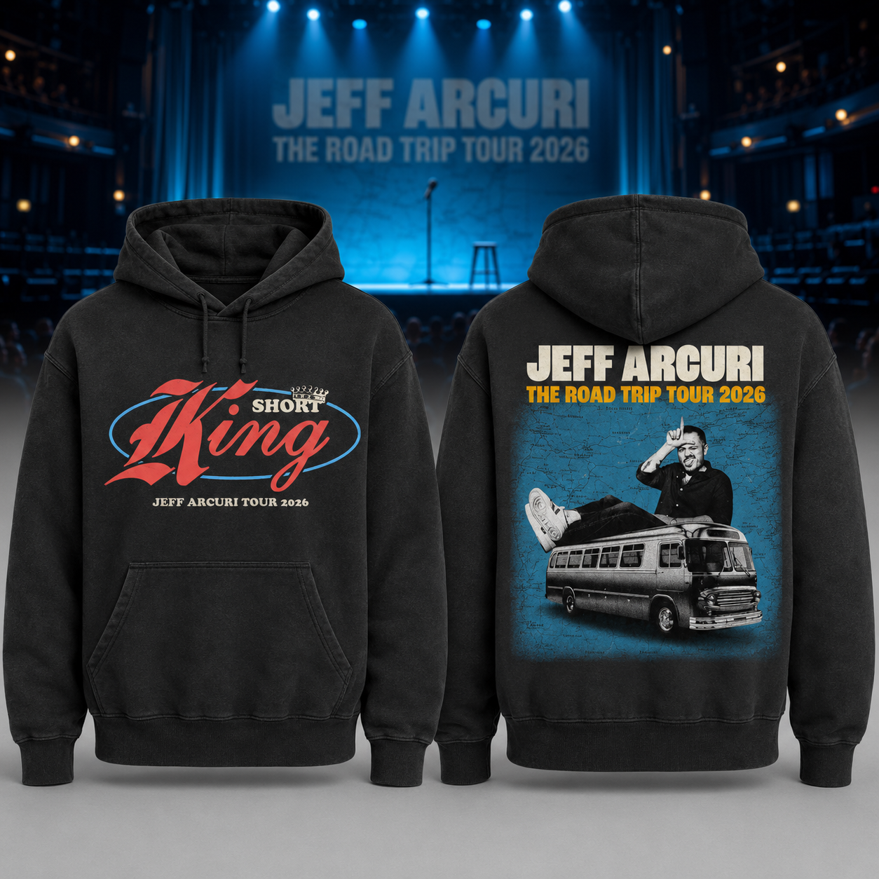 Jeff Arcuri Short King Road Trip Black Hoodie