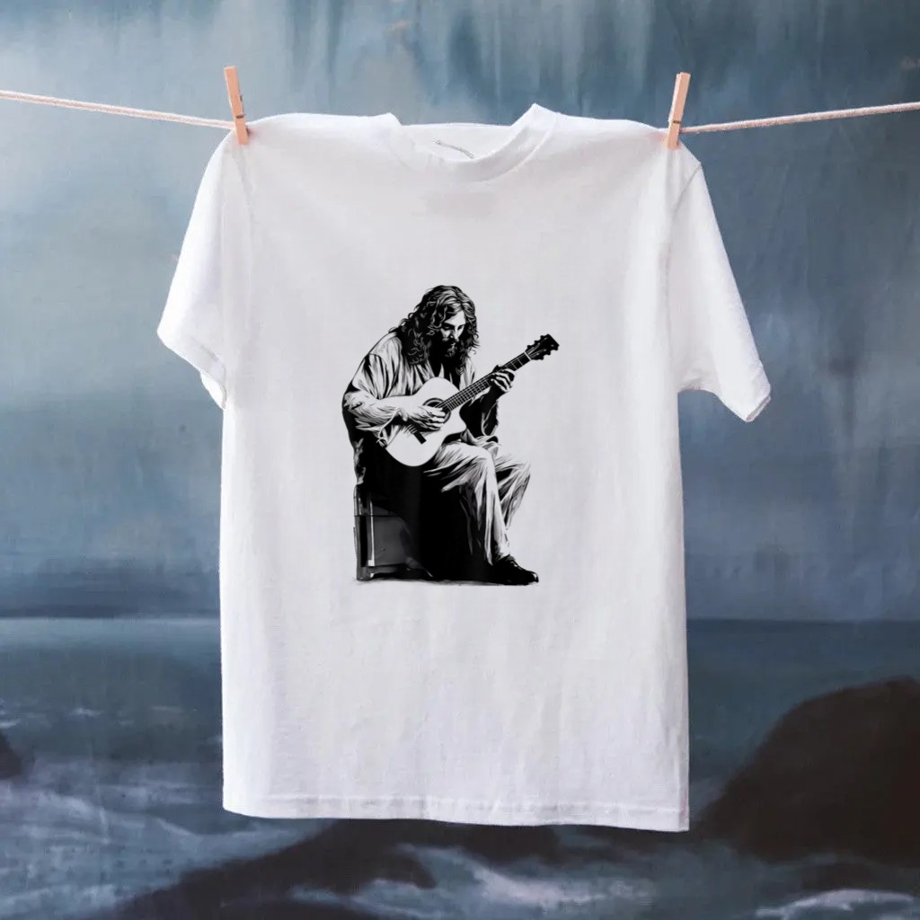 Jesus Playing Acoustic Guitar Vintage Guitarist Music Lovers Shirt