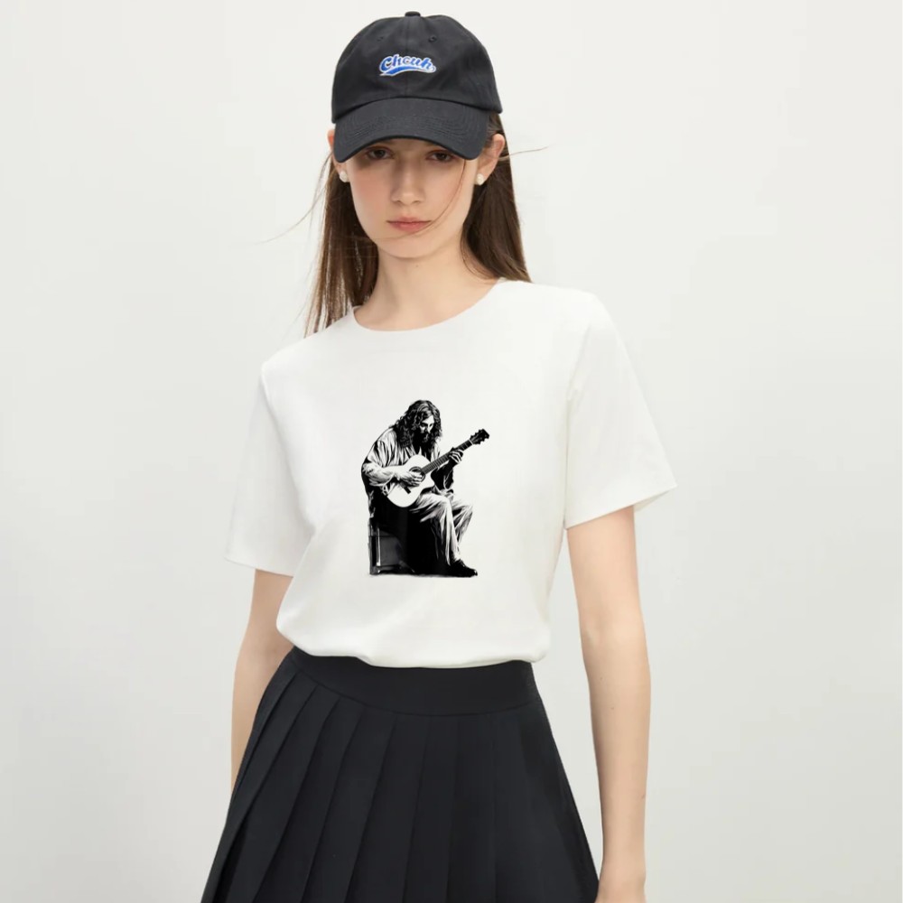 Jesus Playing Acoustic Guitar Vintage Guitarist Music Lovers Shirt 5 - merchtourboutique Jesus Playing Acoustic Guitar Vintage Guitarist Music Lovers Shirt - Image 3