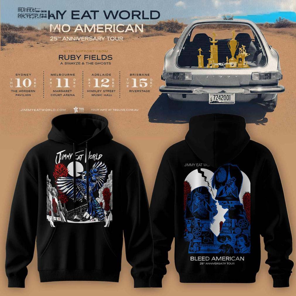 Jimmy Eat World Black and Blue Rock Hoodie