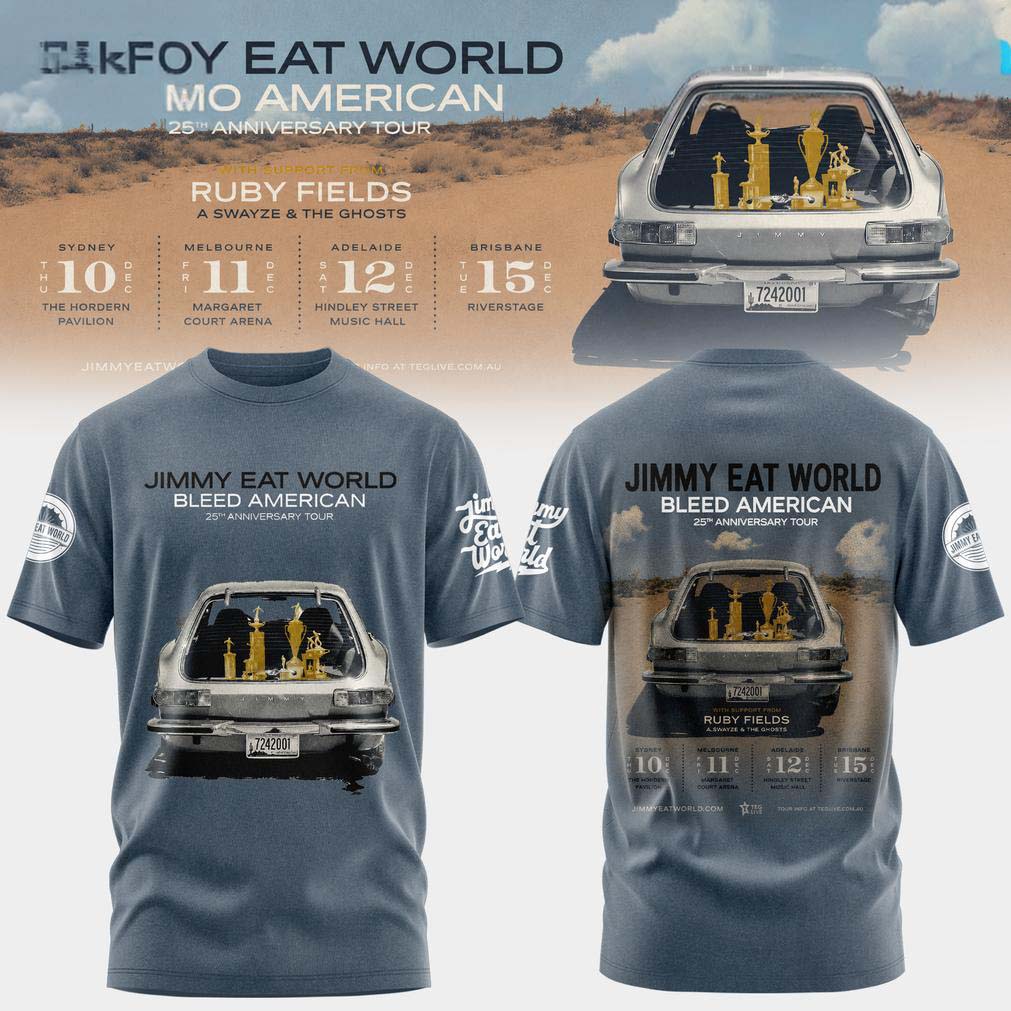 Jimmy Eat World Gray 25th Anniversary Tour T Shirt