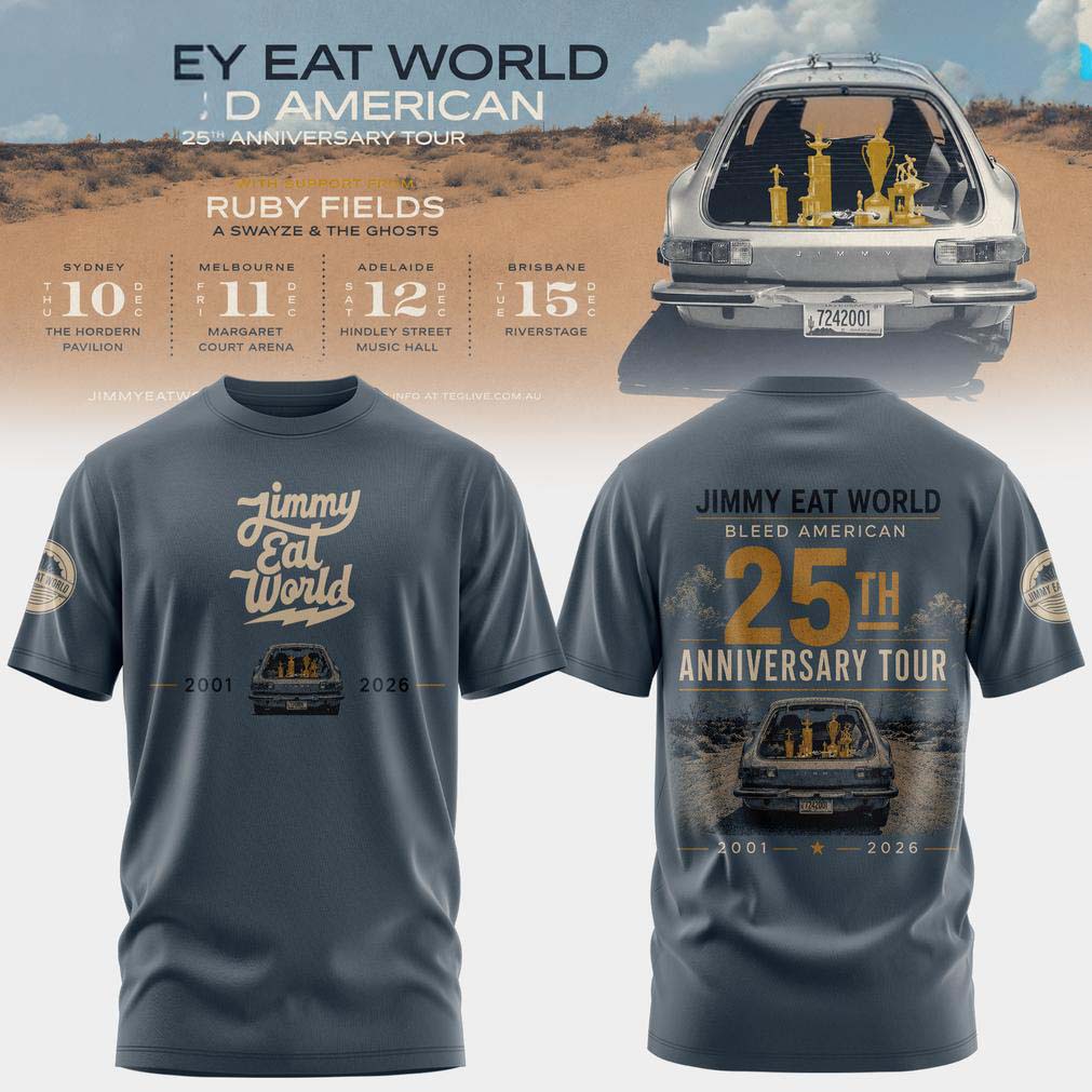 Jimmy Eat World Gray and Gold Anniversary Graphic T Shirt