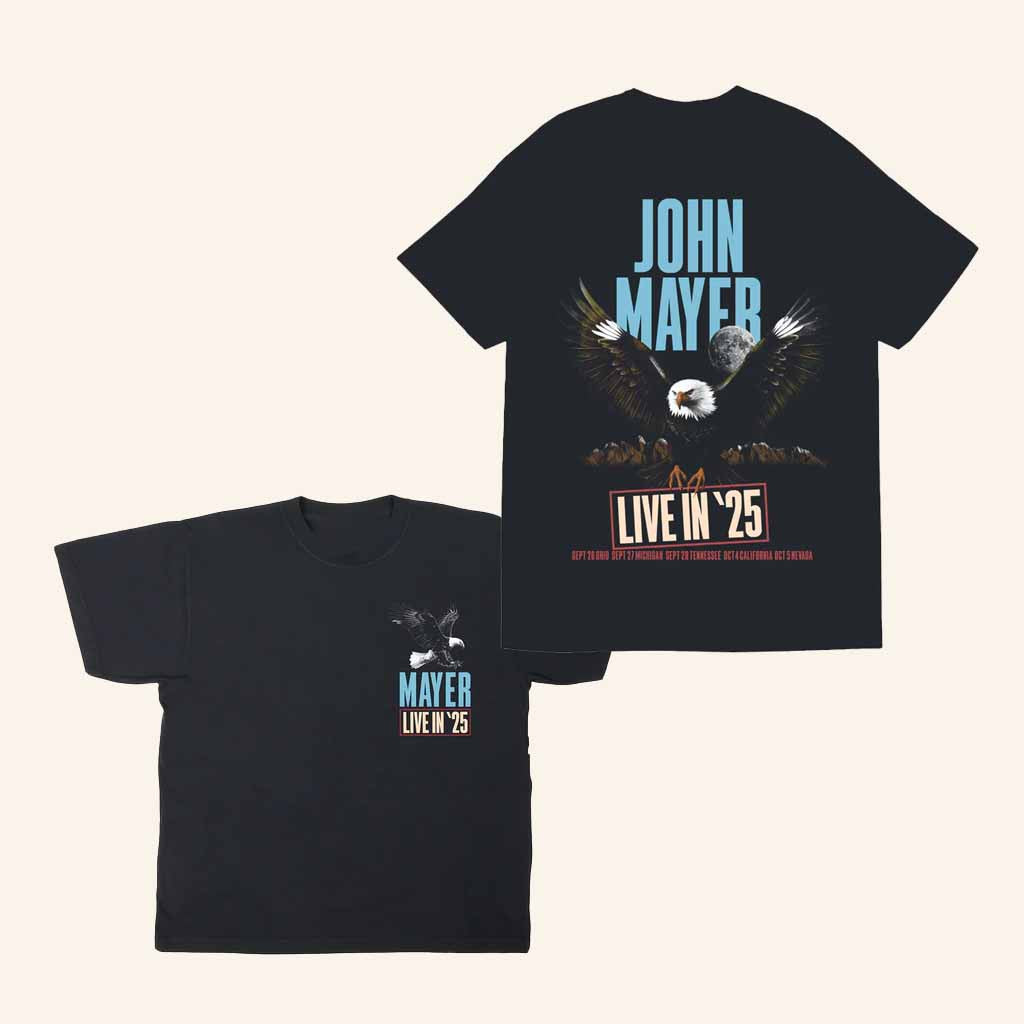 John Mayer Merch Eagle Live In '25 T-Shirt Music Related Gifts For Guys