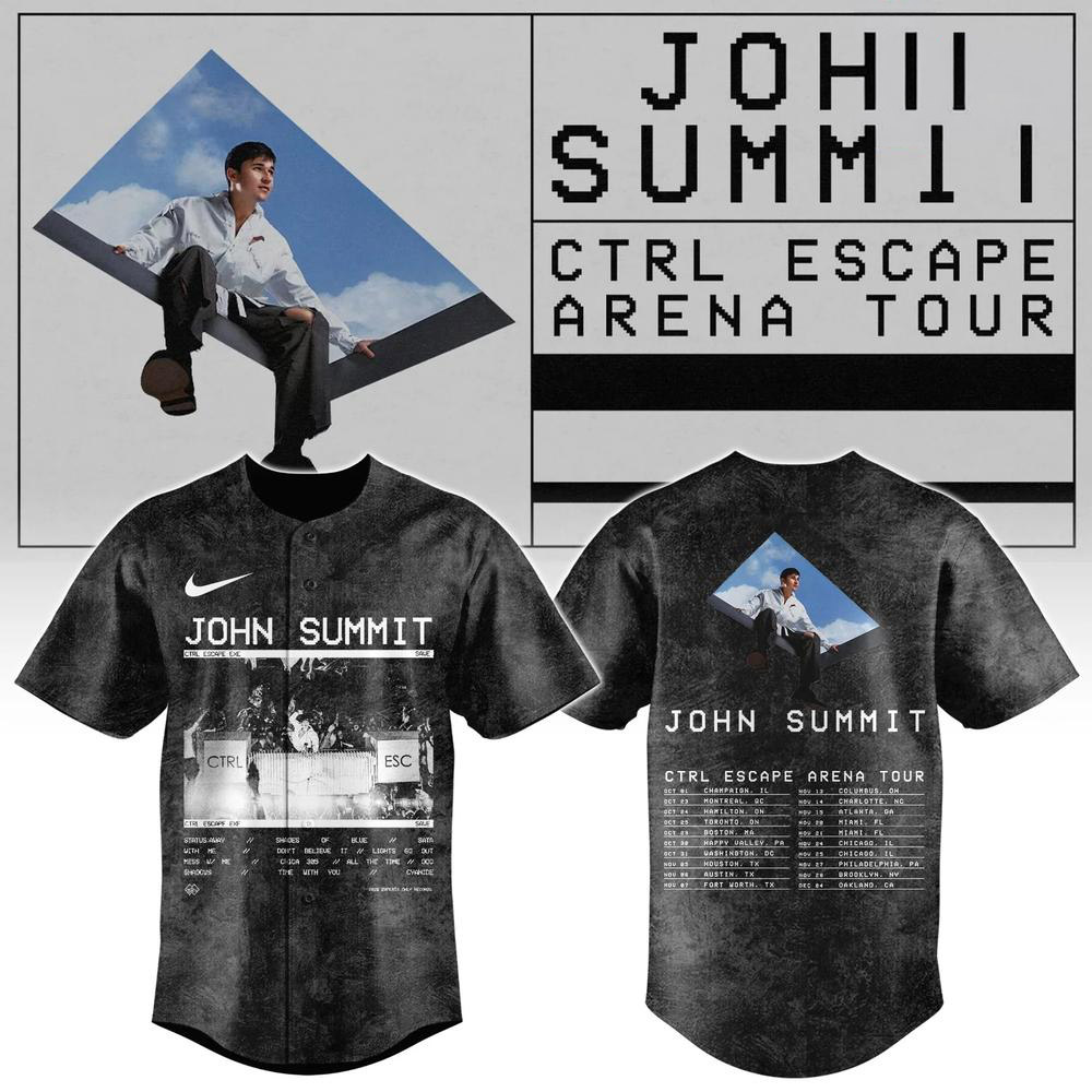 Black Wash John Summit CTRL Escape Arena Tour 2026 Baseball Jersey 1 - Unicasport Black Wash John Summit CTRL Escape Arena Tour 2026 Baseball Jersey