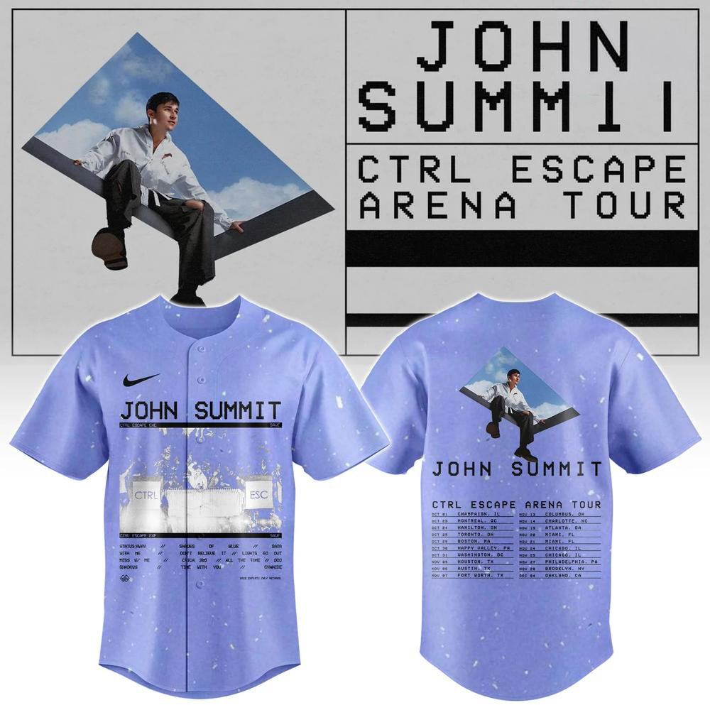 John Summit CTRL Escape Arena Tour 2026 Light Blue Baseball Jersey 1 - Unicasport John Summit CTRL Escape Arena Tour 2026 Light Blue Baseball Jersey