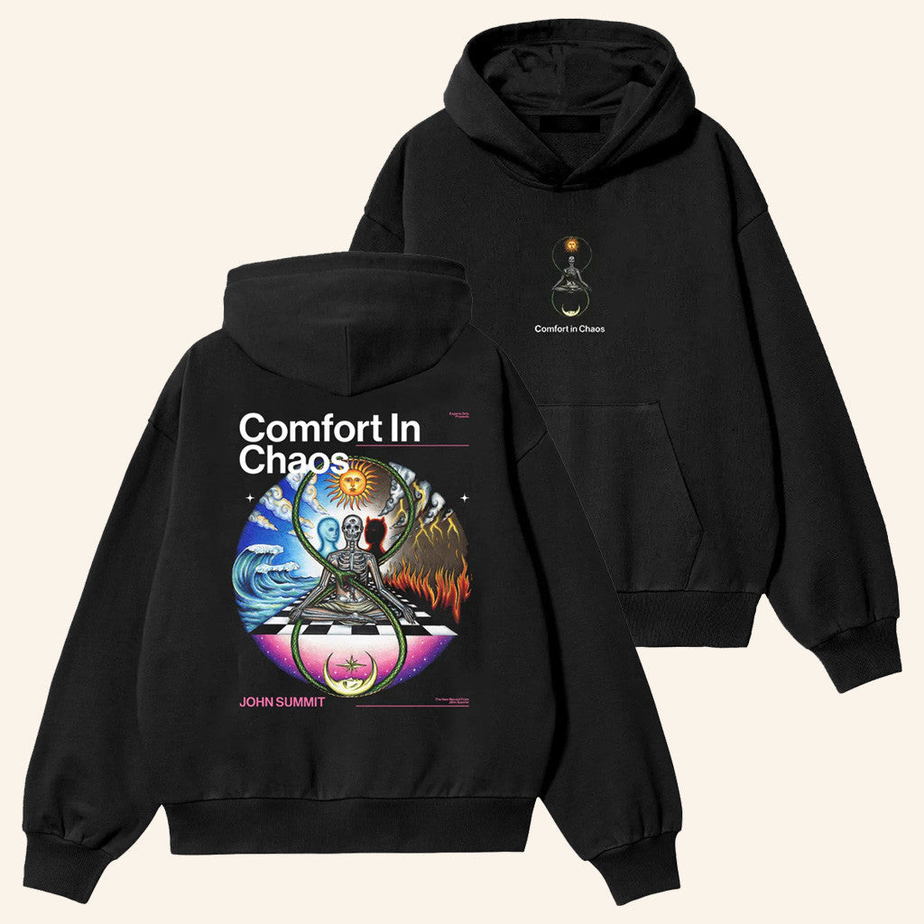 John Summit Merch Comfort In Chaos Black Hoodie Music Gift Ideas For Guys